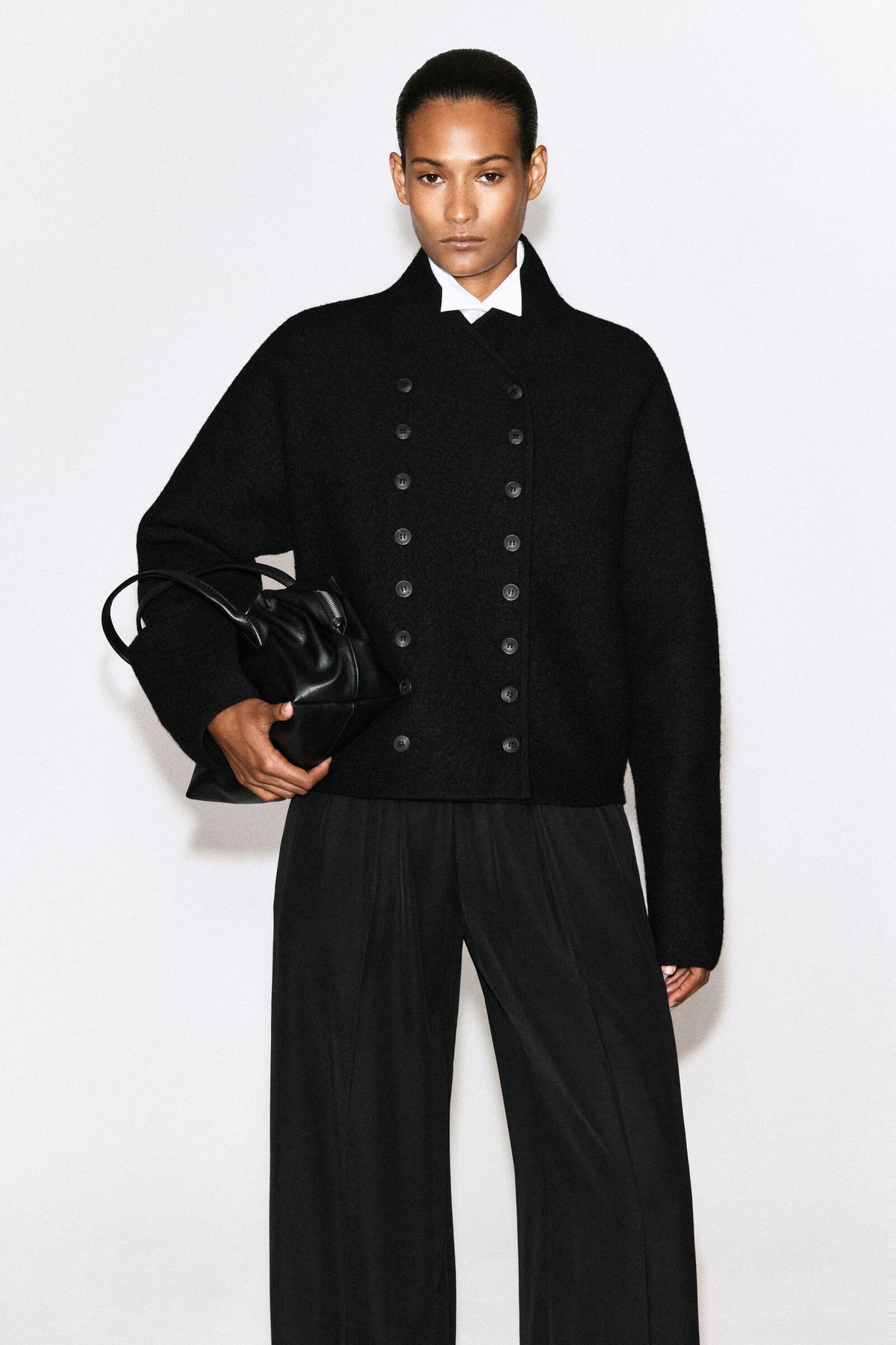 SACO DE UNIFORME DE LANA FIELTRADA - NEGRO
