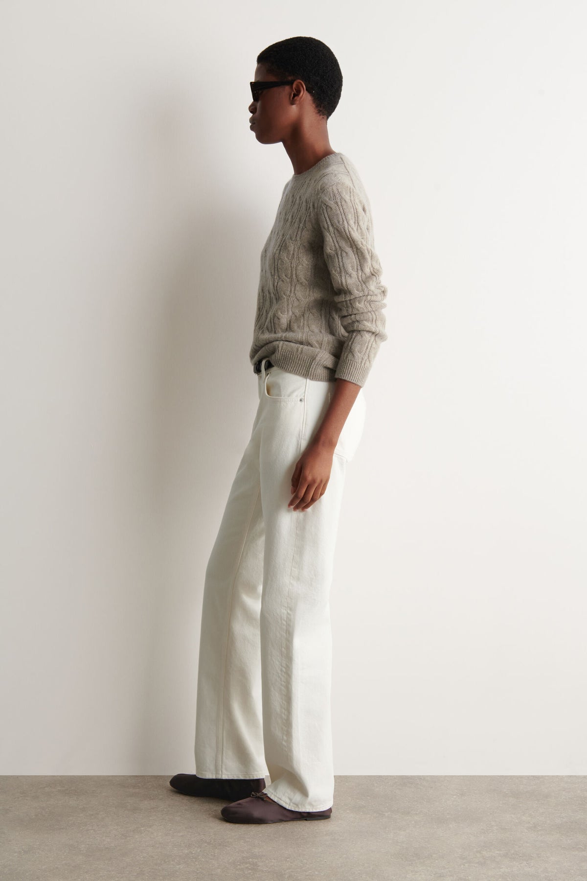 SUÉTER DE CASHMERE TEJIDO DE TRENZA - BEIGE