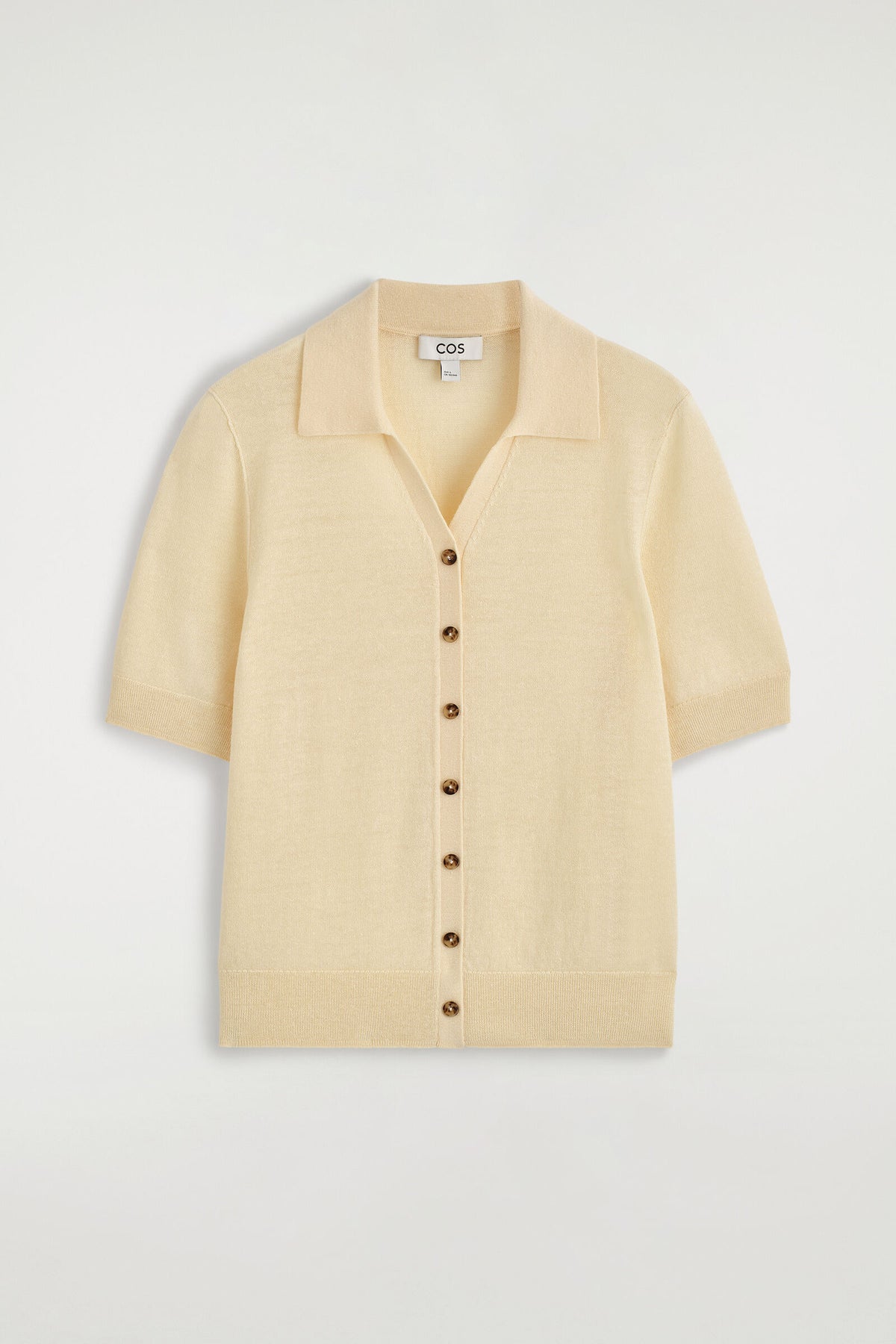 CAMISA DE LINO-MERINO DE MANGA CORTA TEJIDA - AMARILLO | DescriptiveStillLife