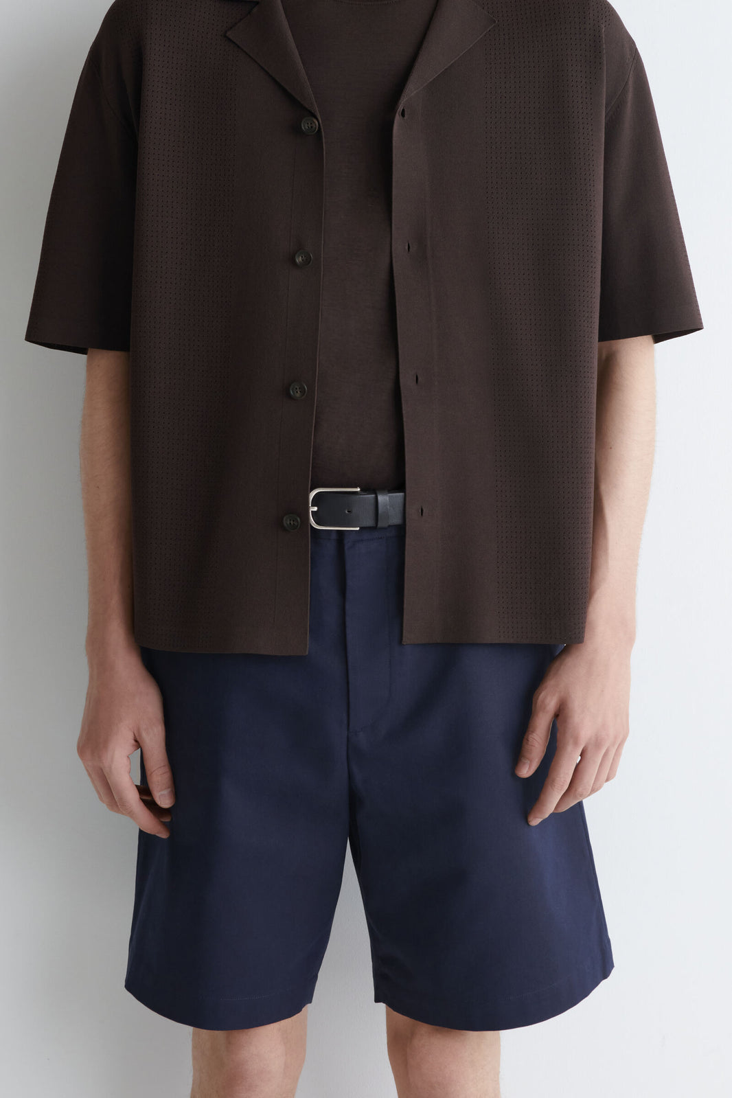 SHORTS DE CHINO DE ALGODÓN DE CORTE RECTO - NAVY