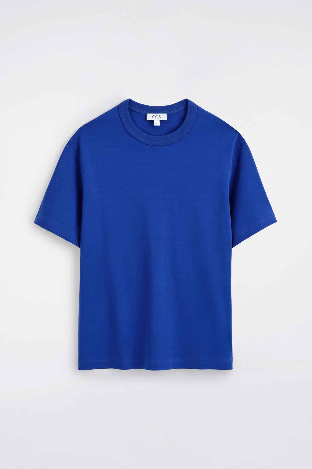 CAMISETA DE ALGODÓN ENTRELAZADO CON CUELLO REDONDO - AZUL BRILLANTE | DescriptiveStillLife