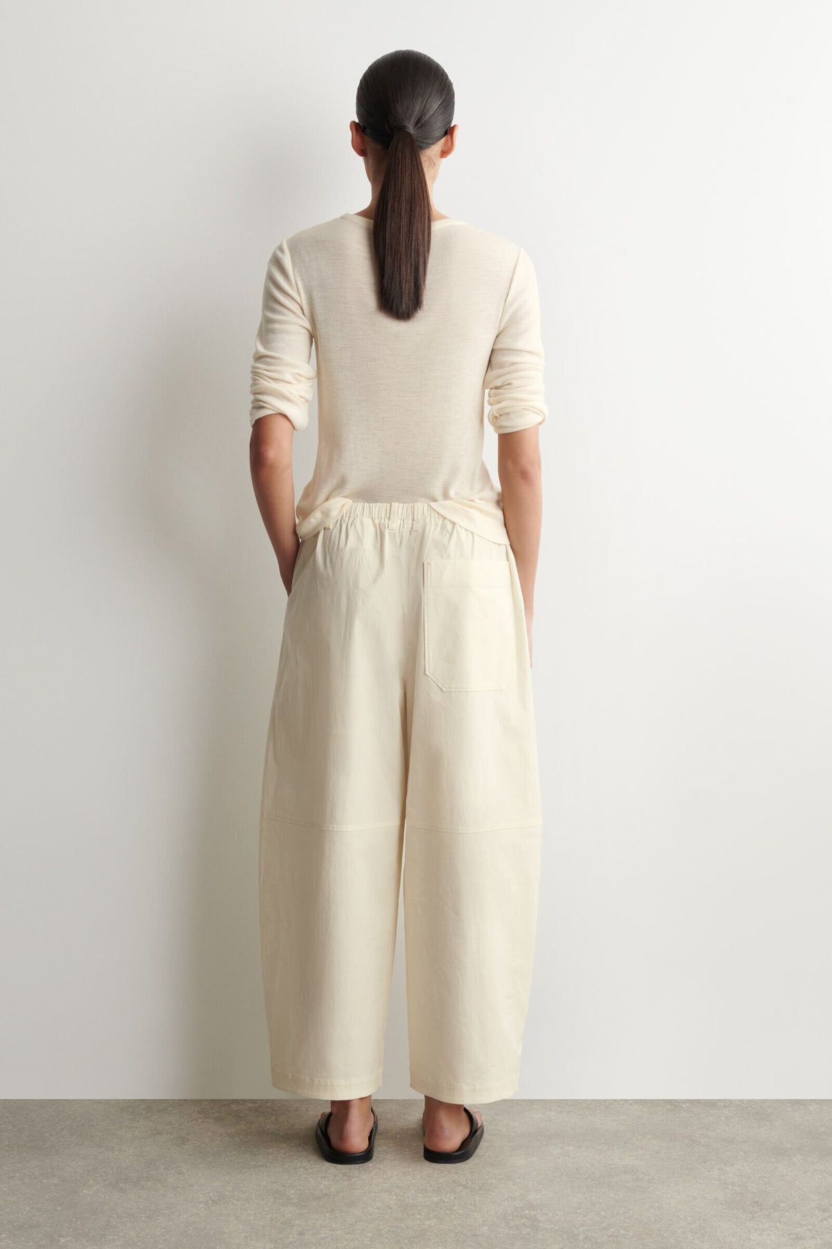 PANTALONES DE ALGODÓN DE CORTE RECTO - CREMA