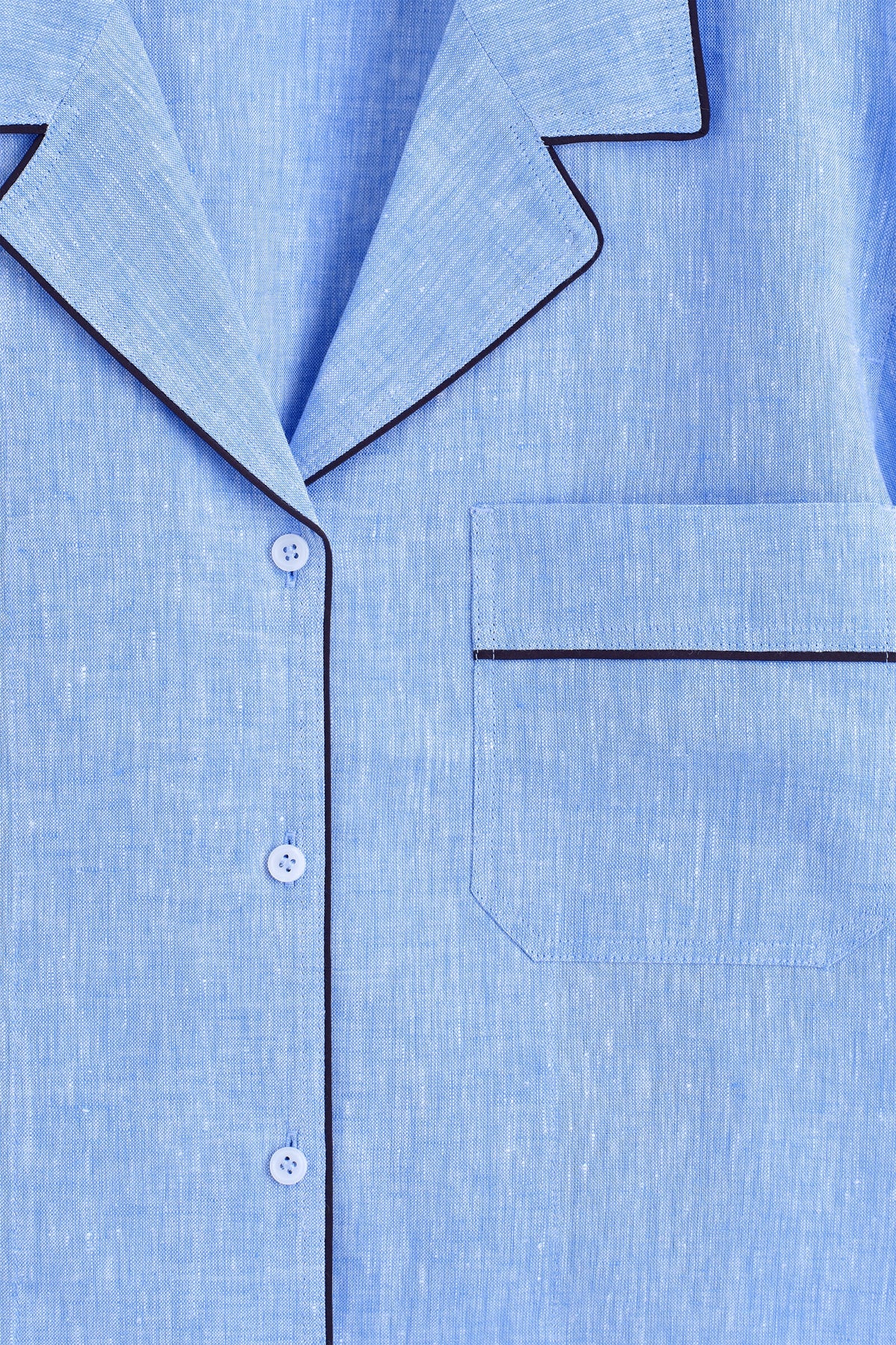 CAMISA DE LINO RESORT CON DETALLES EN CONTRASTE - AZUL MEZCLADO | DescriptiveDetail