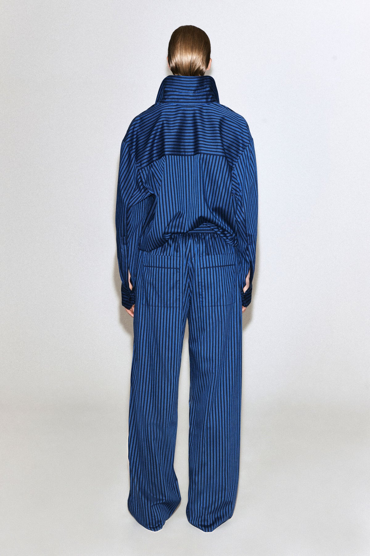 PANTALONES DE RAYAS CON CORDÓN - AZUL / A RAYAS