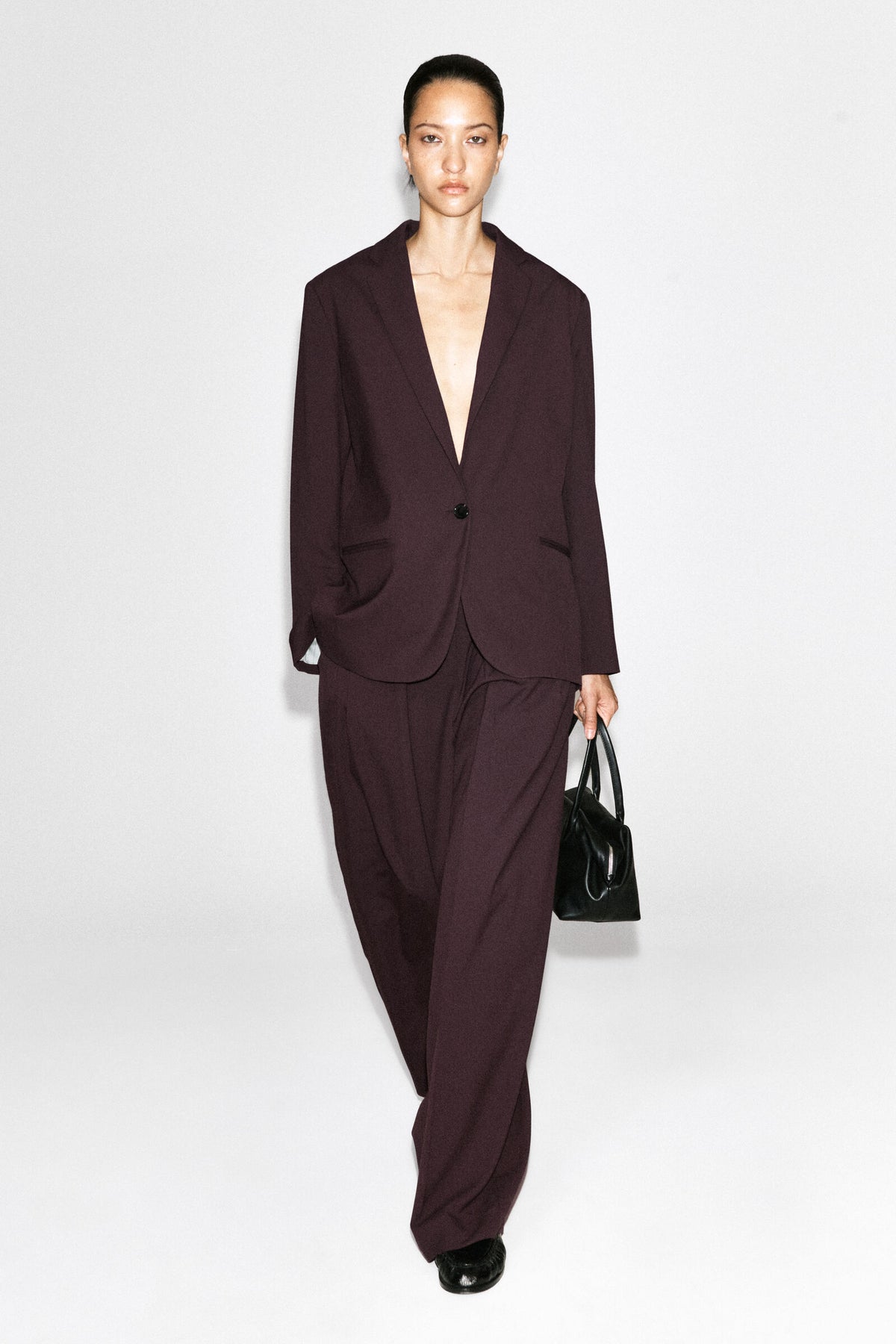BLAZER DE SARGA DE UN SOLO BOTÓN - MARRÓN OSCURO