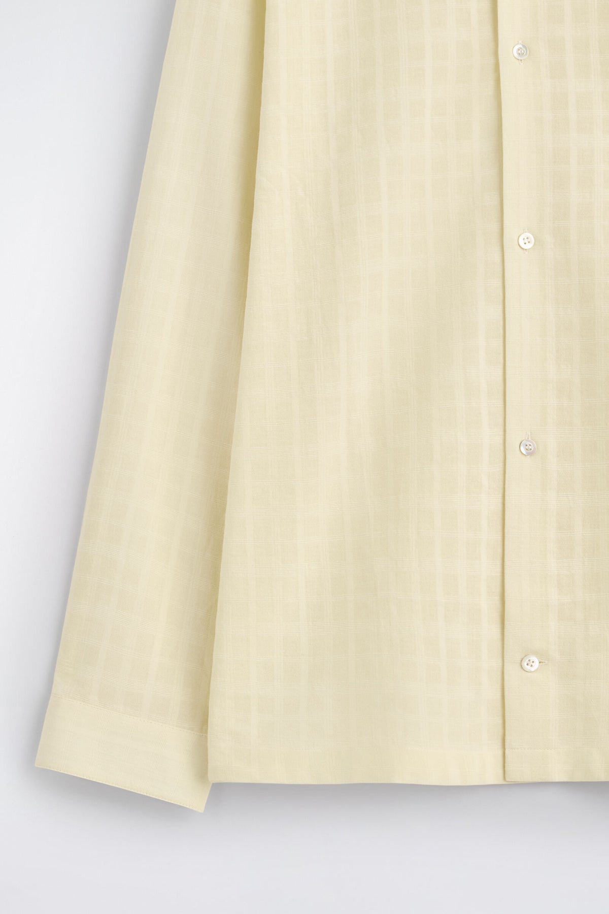 CAMISA DE ALGODÓN JACQUARD A CUADROS - AMARILLO MANTEQUILLA | DescriptiveDetail