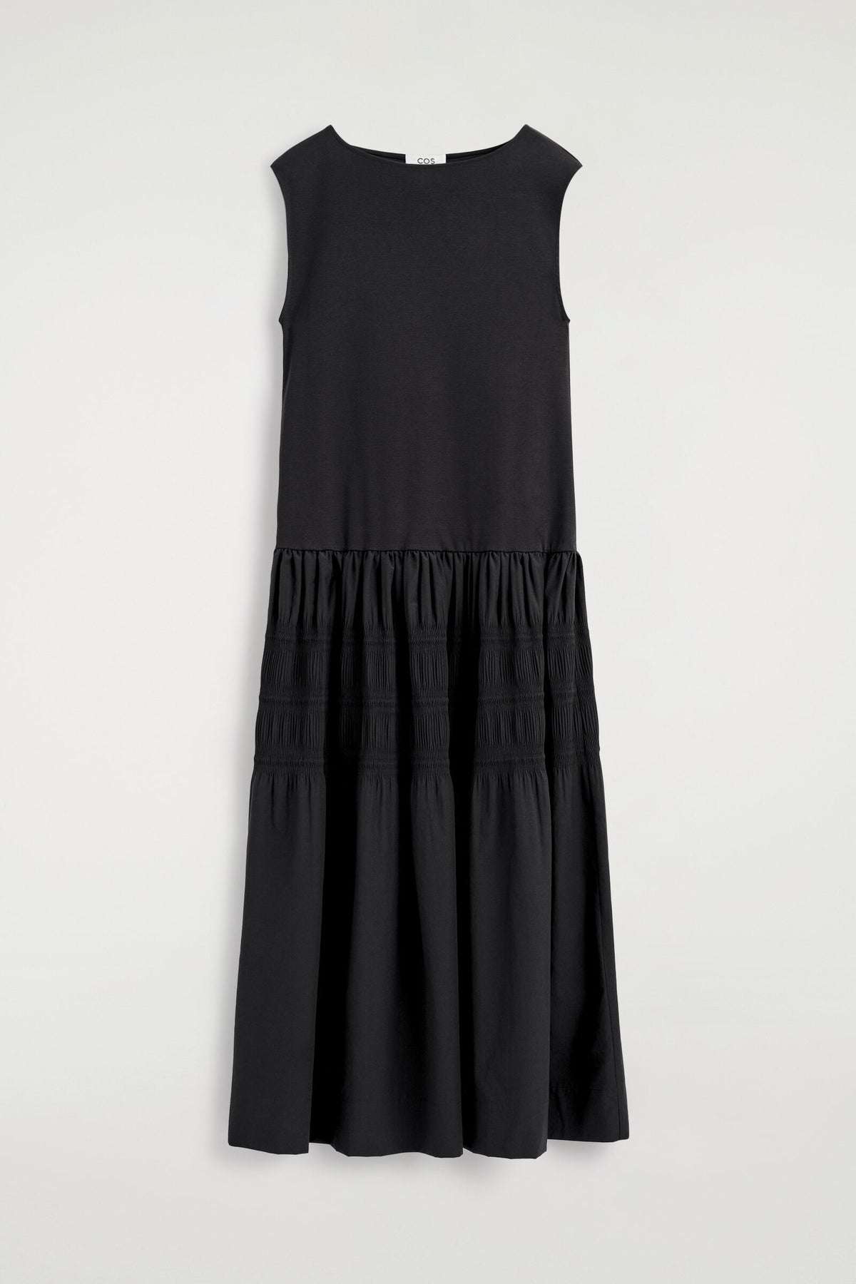 VESTIDO MIDI CON VOLUMEN Y CAPAS - NEGRO - StillMedia/DescriptiveStillLife