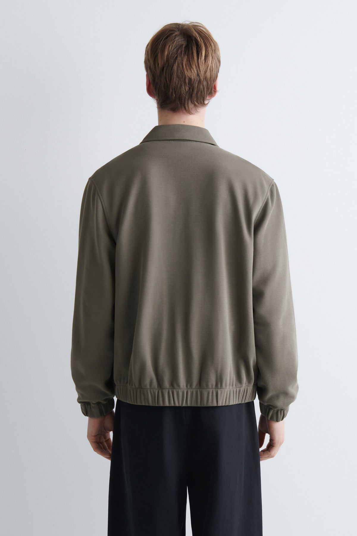 CHAQUETA HARRINGTON DE TELA DE ALGODÓN - VERDE GRIS
