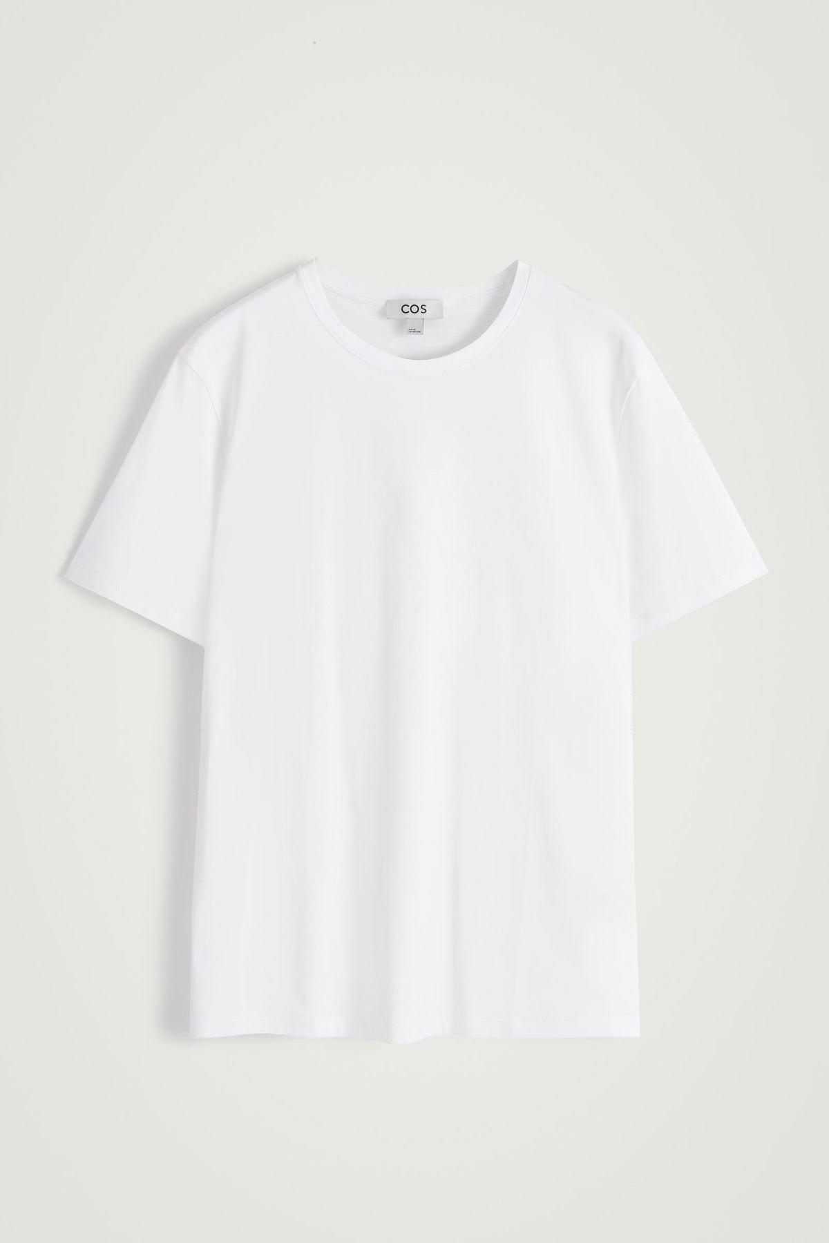 CAMISETA DE ALGODÓN CON CUELLO REDONDO - BLANCO