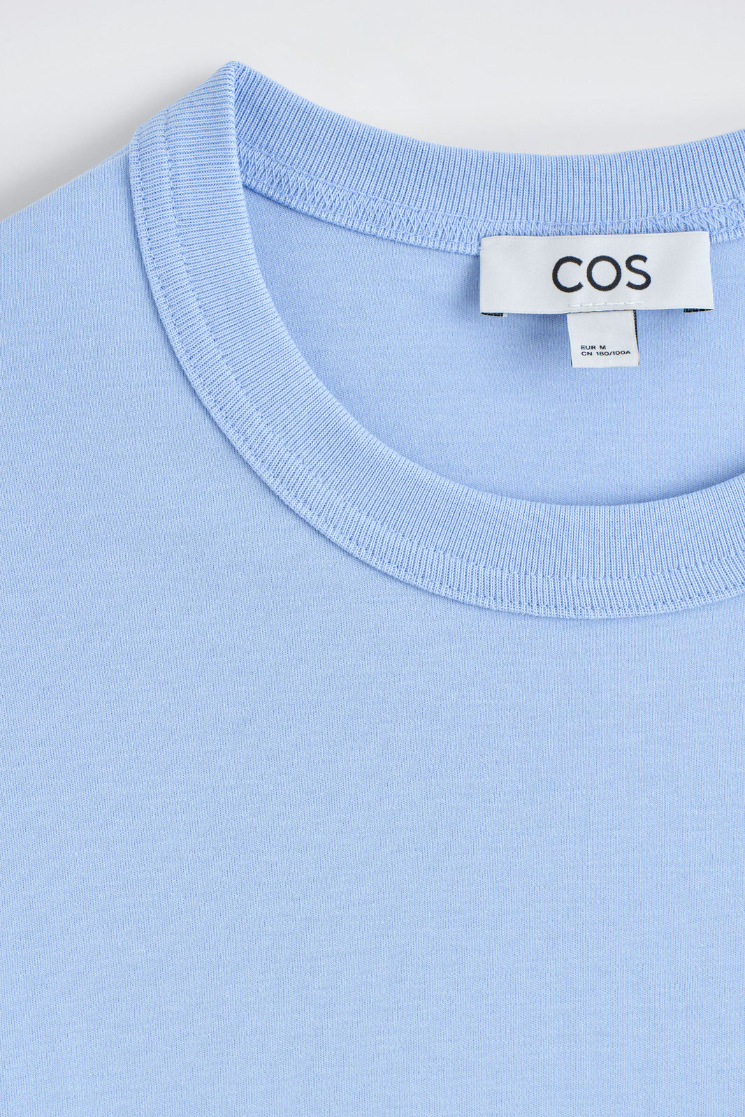 CAMISETA DE ALGODÓN ENTRELAZADO CON CUELLO REDONDO - AZUL CLARO | DescriptiveDetail