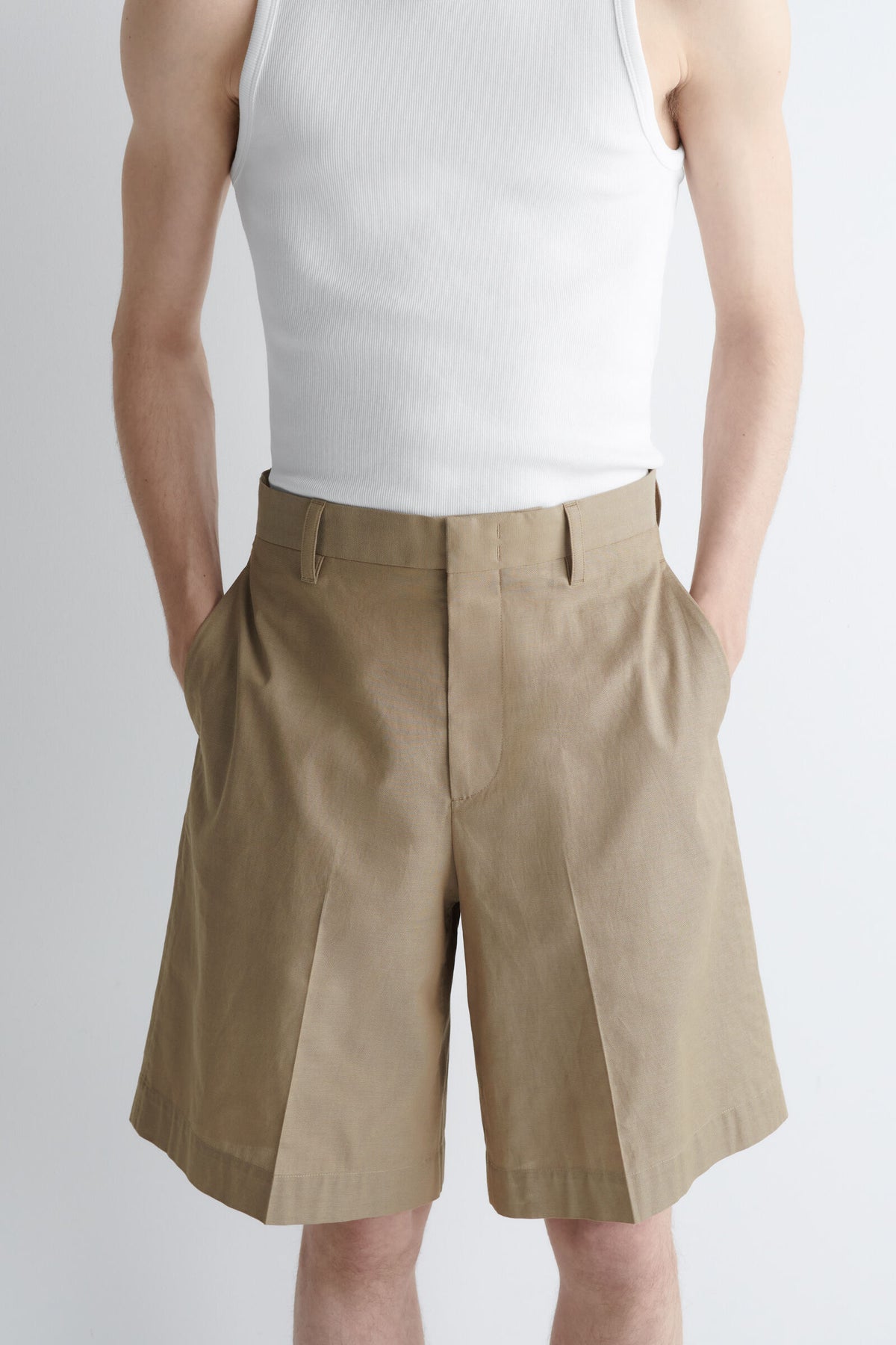 SHORTS DE ALGODÓN TEXTURIZADO - BEIGE