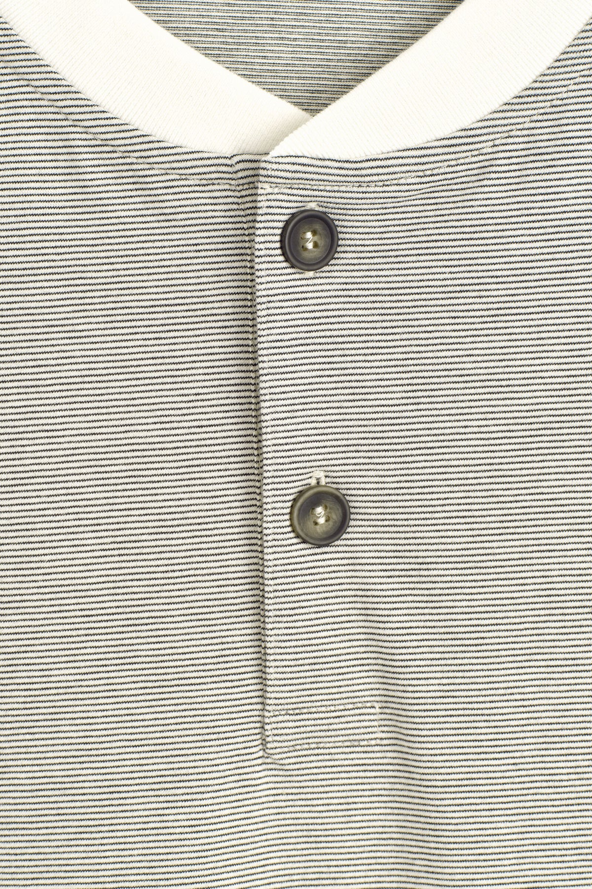 CAMISETA HENLEY DE ALGODÓN DE RAYAS - BLANCO / NEGRO / A RAYAS | DescriptiveDetail