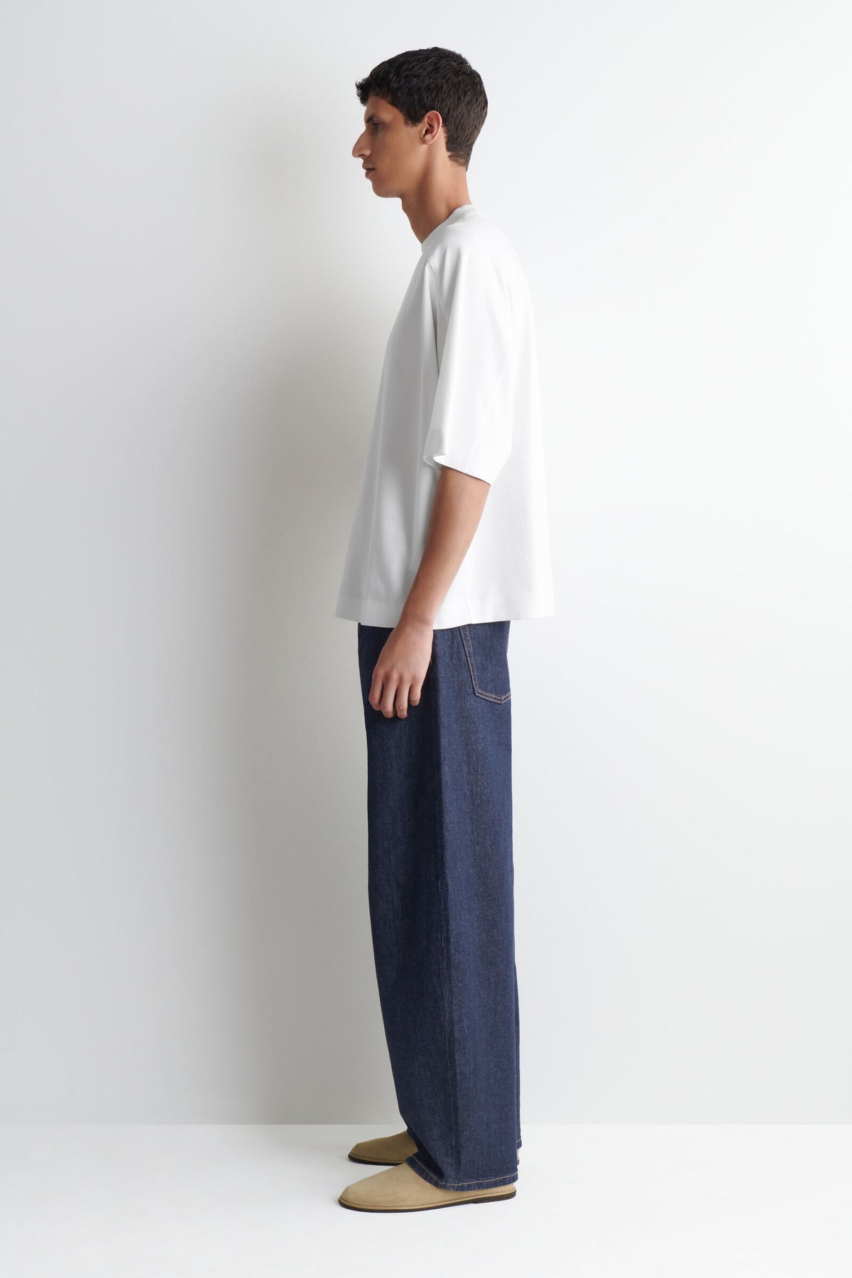 CAMISETA DE ALGODÓN INTERLOCK OVERSIZED - BLANCO