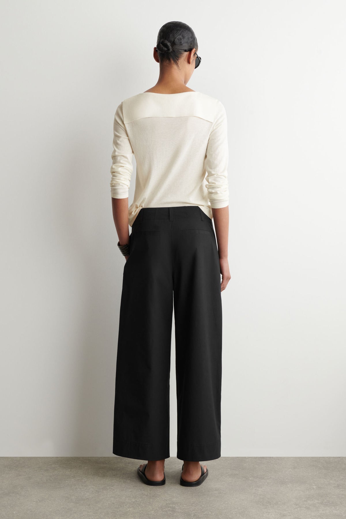 PANTALONES UTILITY CÓNICOS DE ALGODÓN PLISADOS - NEGRO