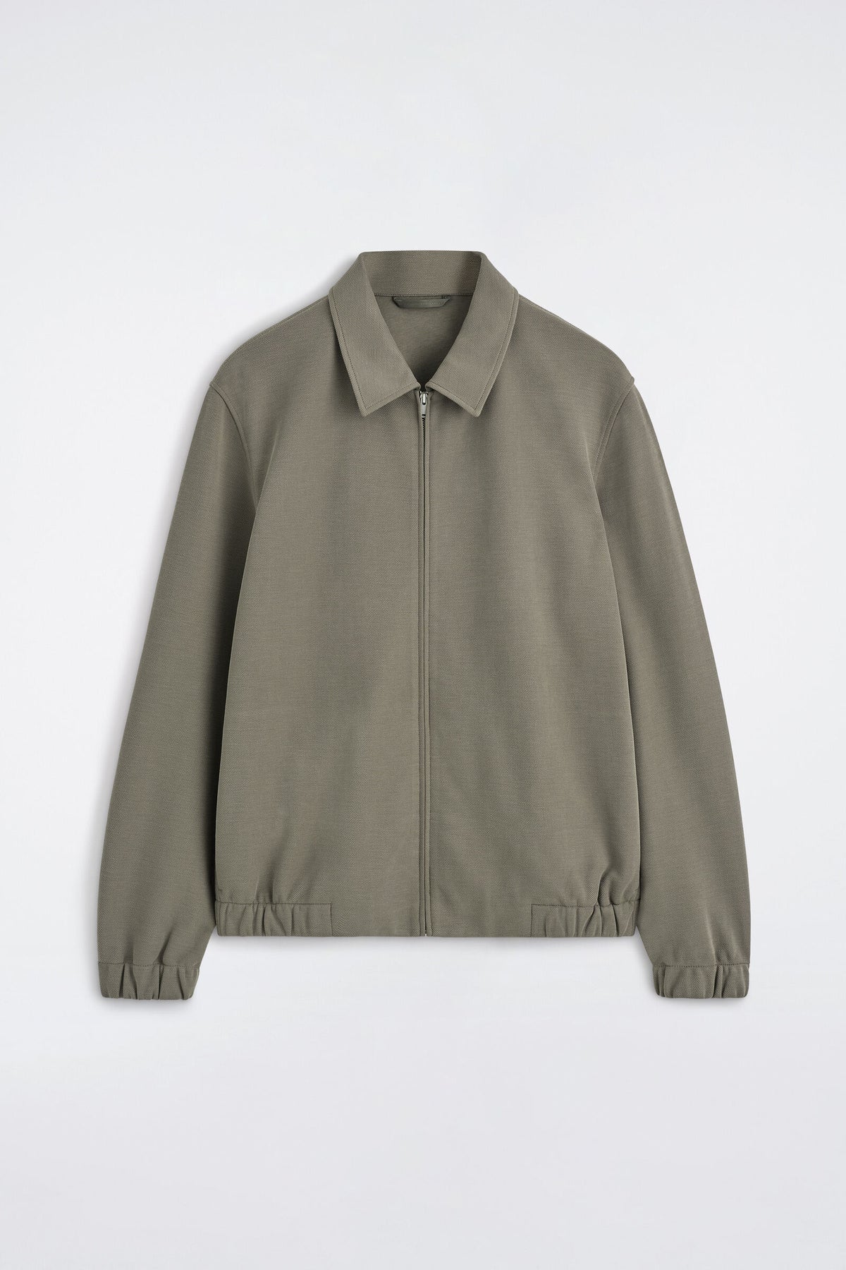 CHAQUETA HARRINGTON DE TELA DE ALGODÓN - VERDE GRIS | DescriptiveStillLife