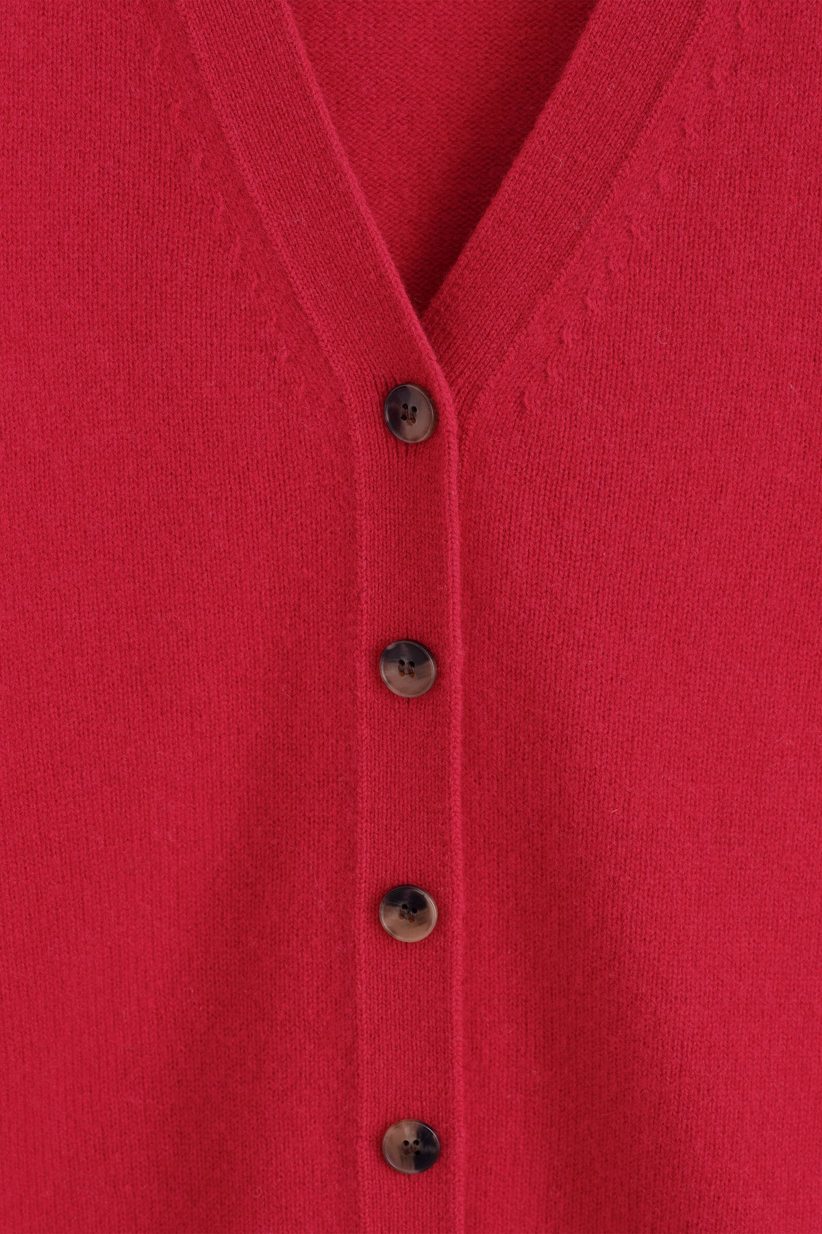 CÁRDIGAN DE LANA MERINO CON CUELLO EN V - ROJO | DescriptiveDetail