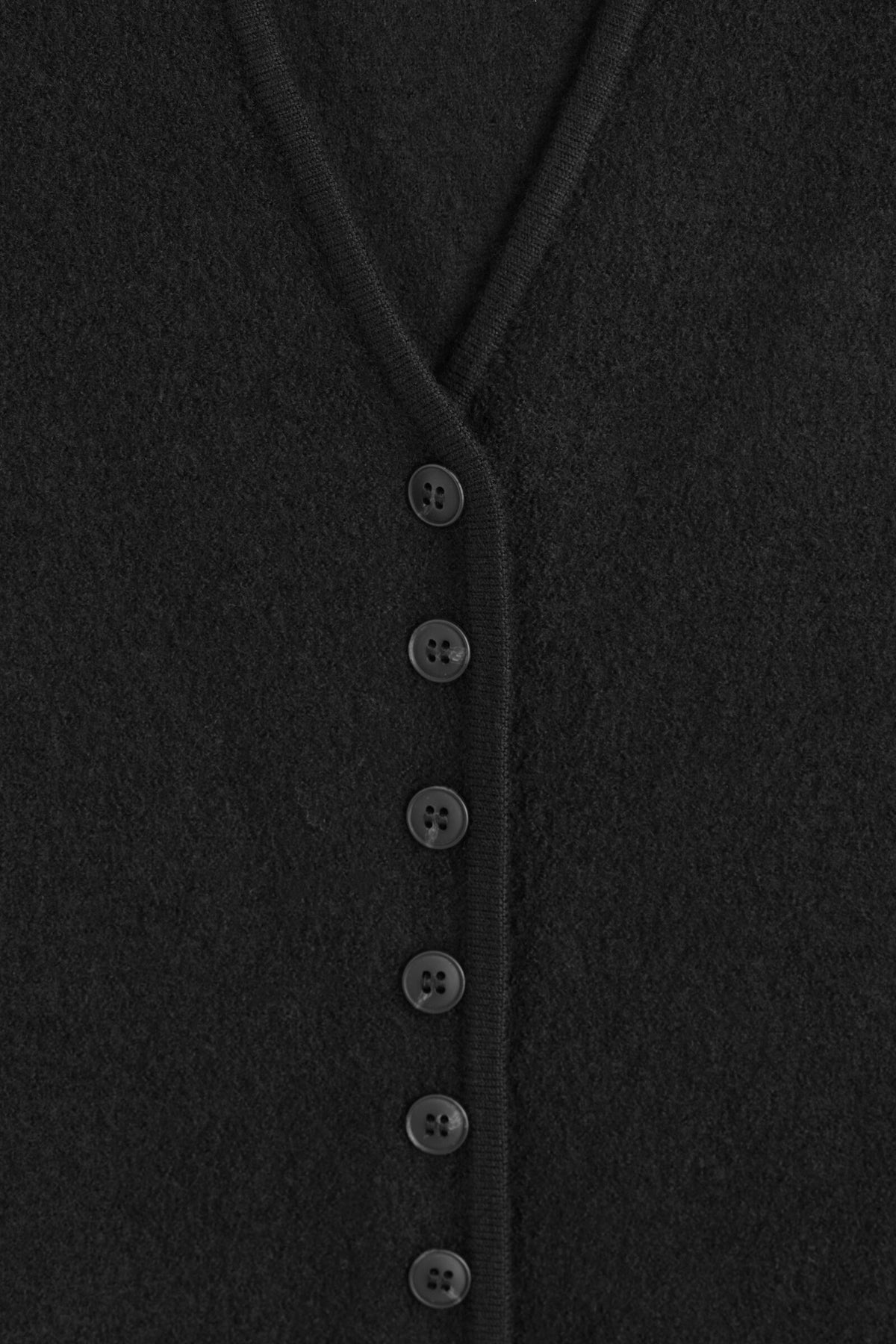 VESTIDO DE LANA MERINO ABOTONADO - NEGRO | DescriptiveDetail