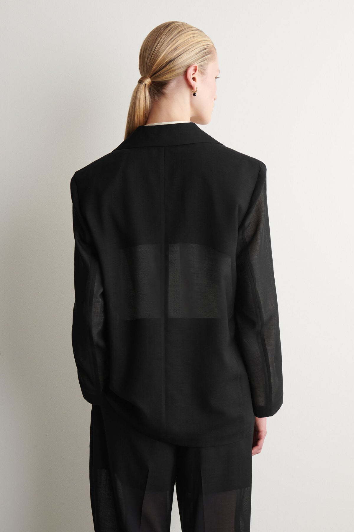 BLAZER DE VOILE DE LANA FLUIDA - NEGRO