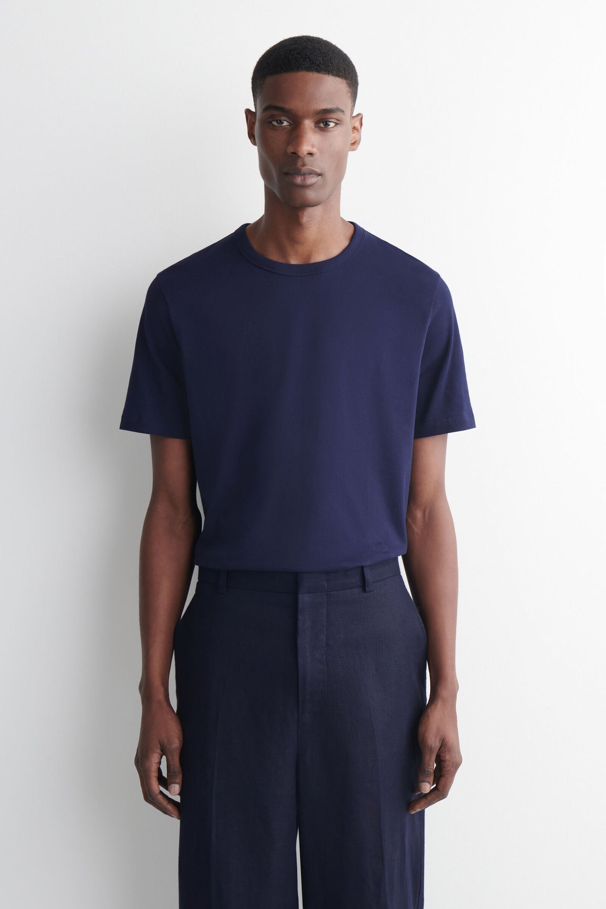 CAMISETA DE ALGODÓN PEINADO - AZUL OSCURO