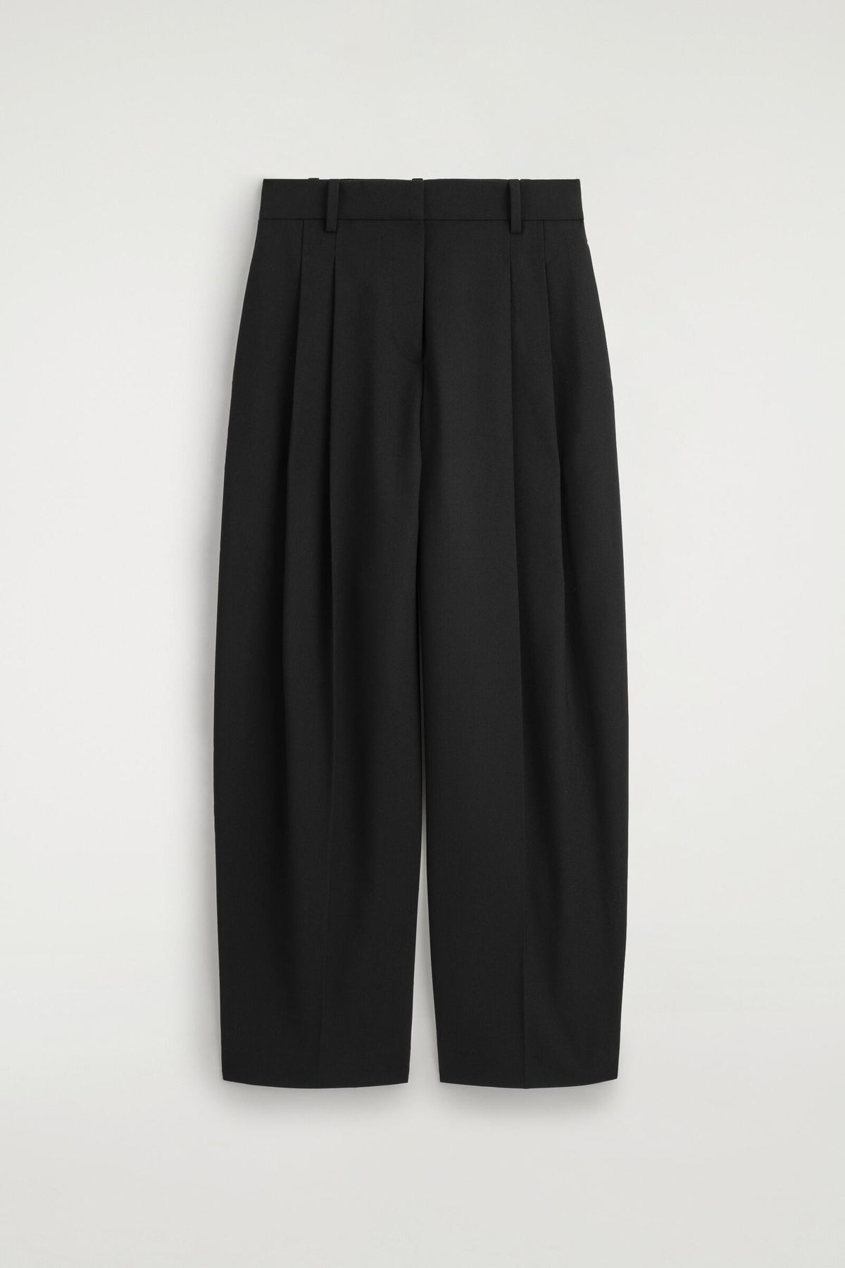 PANTALONES DE MEZCLA DE LANA PLISADOS Y DE CORTE RECTO - NEGRO | DescriptiveStillLife