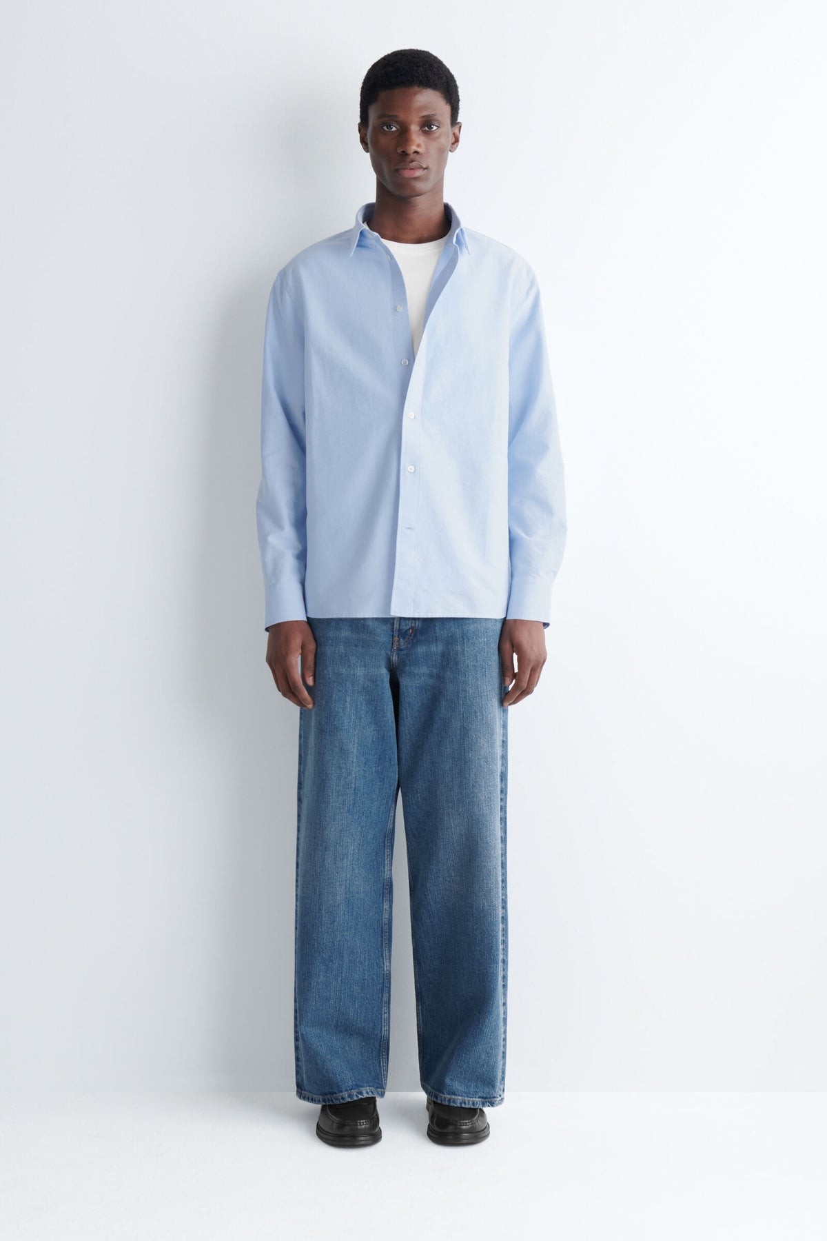 CAMISA DE ALGODÓN OXFORD - AZUL CLARO