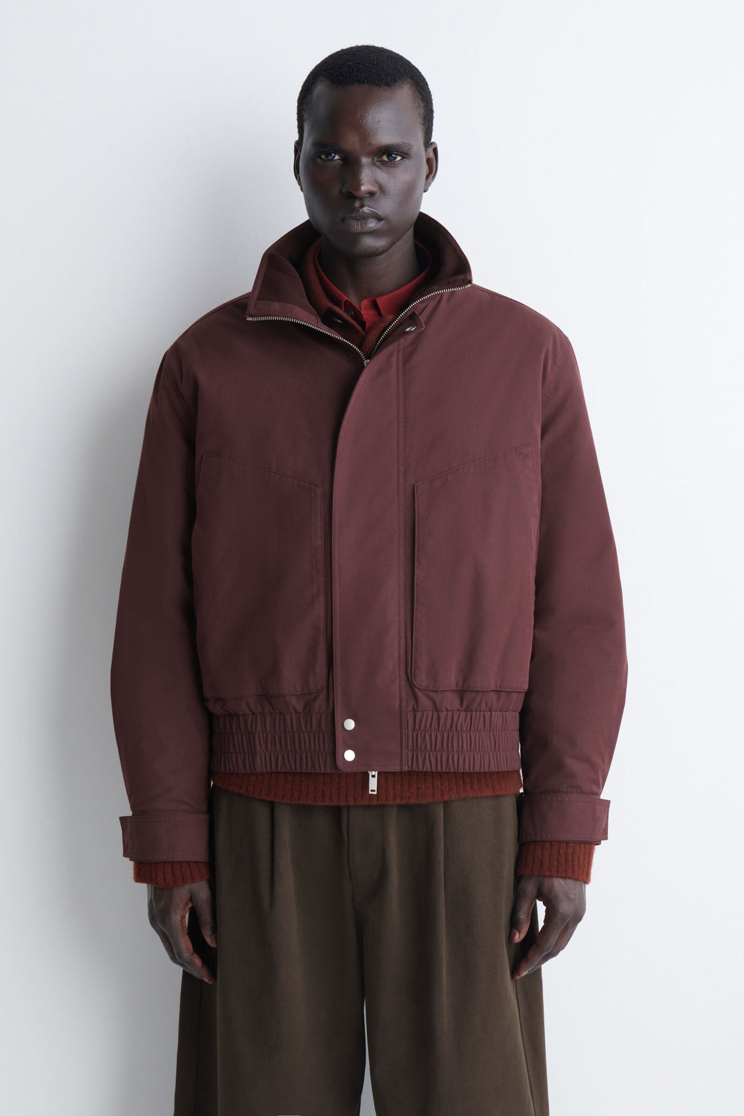 CHAQUETA BOMBER ACOLCHADA DE CUELLO ALTO - BURDEOS