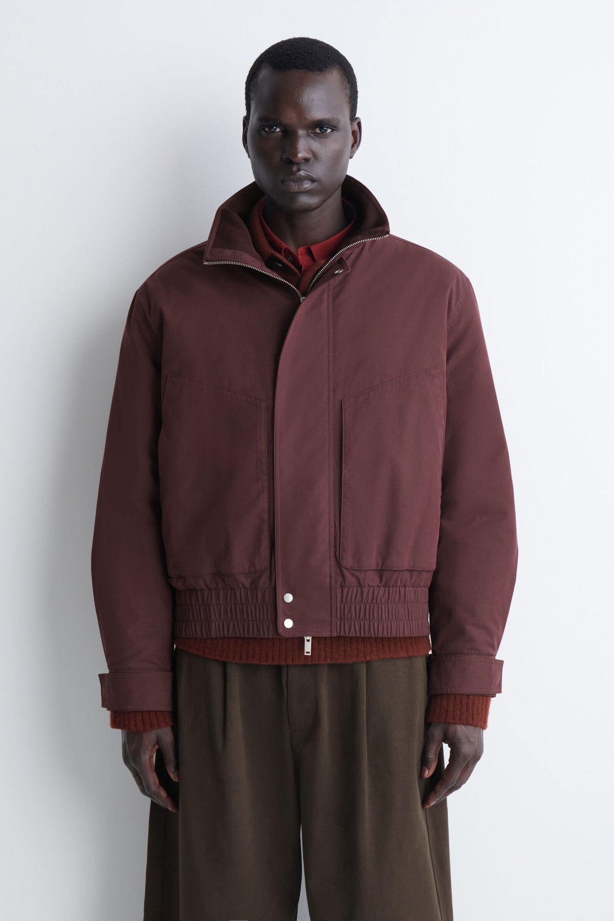 CHAQUETA BOMBER ACOLCHADA DE CUELLO ALTO - BURDEOS