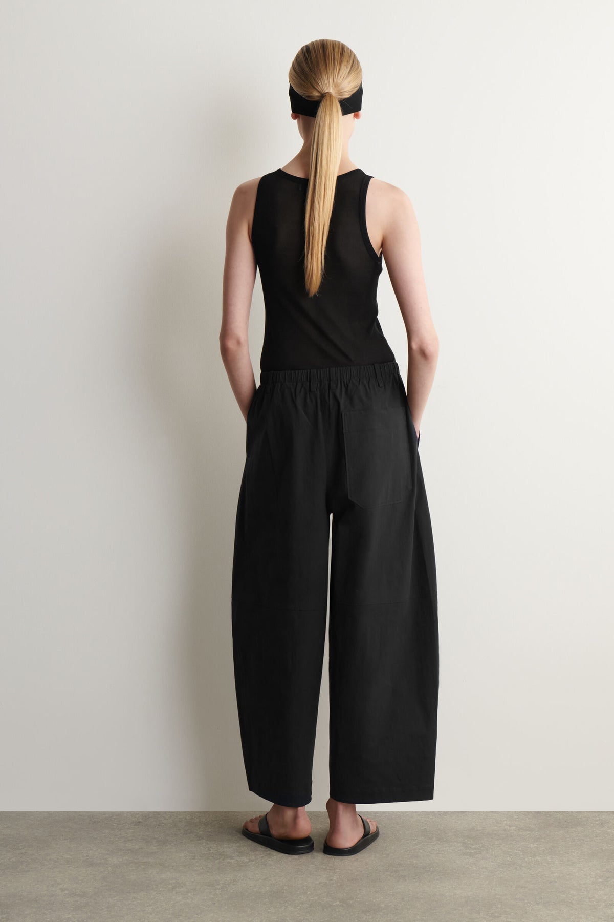 PANTALONES DE ALGODÓN DE CORTE RECTO - NEGRO