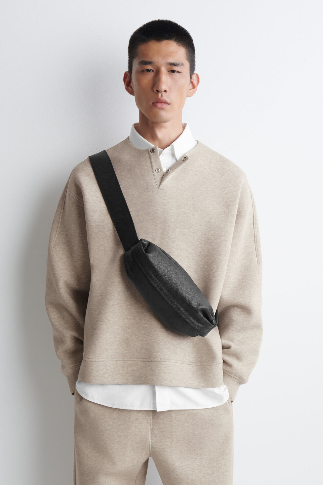 BOLSO CRUZADO DE MÓDULO - CUERO - NEGRO