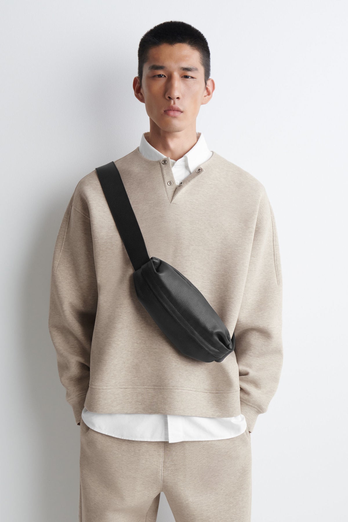 BOLSO CRUZADO DE MÓDULO - CUERO - NEGRO