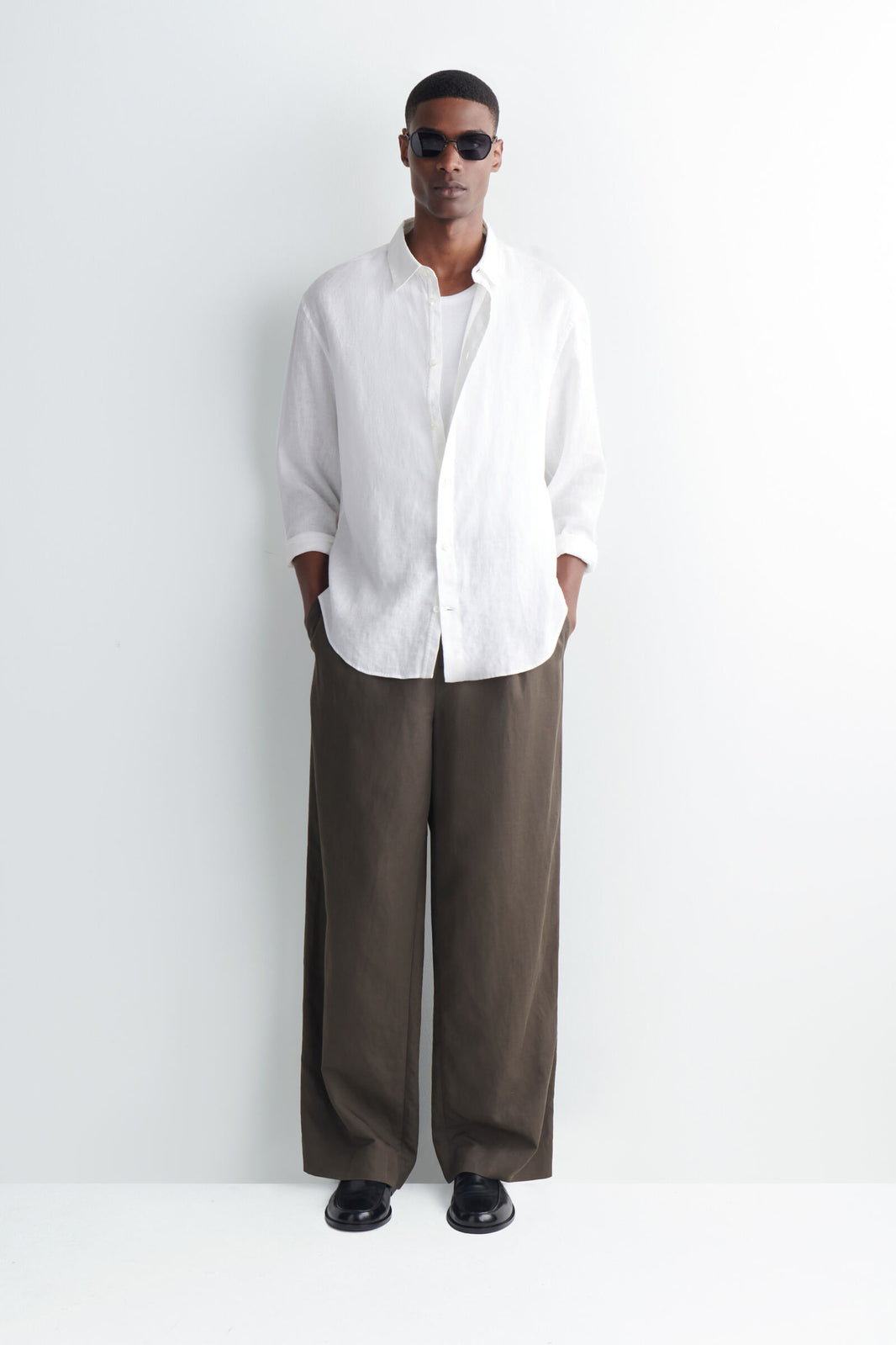 CAMISA DE LINO RELAJADA - BLANCO