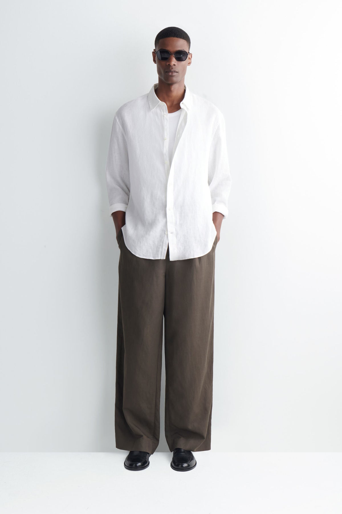 CAMISA DE LINO RELAJADA - BLANCO