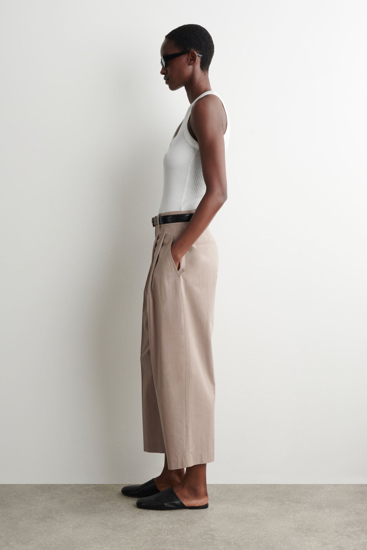 PANTALONES DE ALGODÓN SASTREROS DE CORTE RECTO - BEIGE