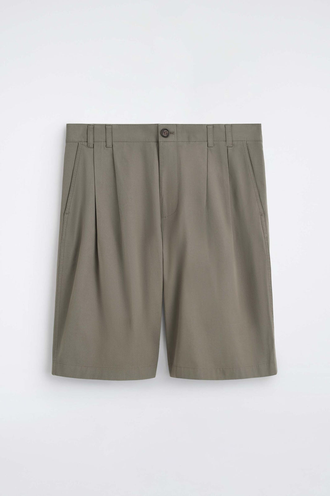 SHORTS DE ALGODÓN CON PLIEGUES - KAKI | DescriptiveStillLife