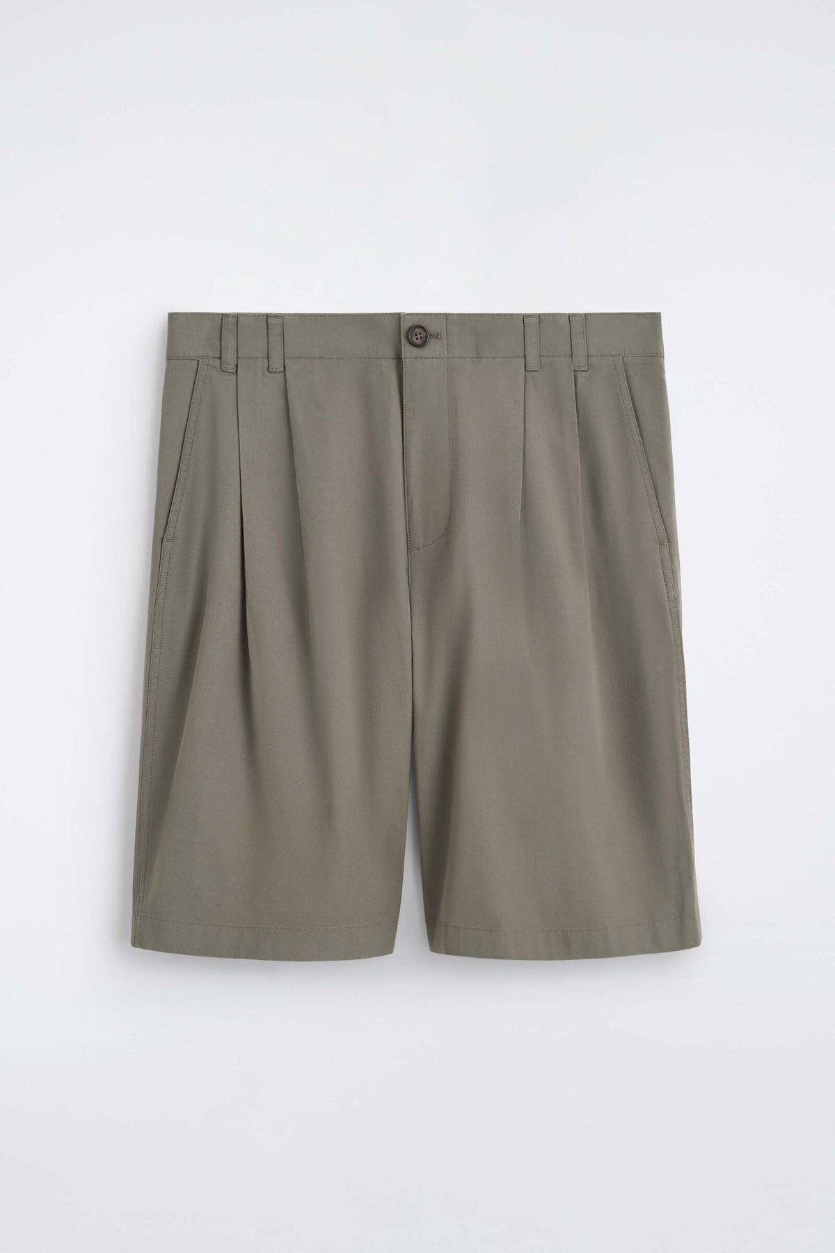 SHORTS DE ALGODÓN CON PLIEGUES - KAKI | DescriptiveStillLife
