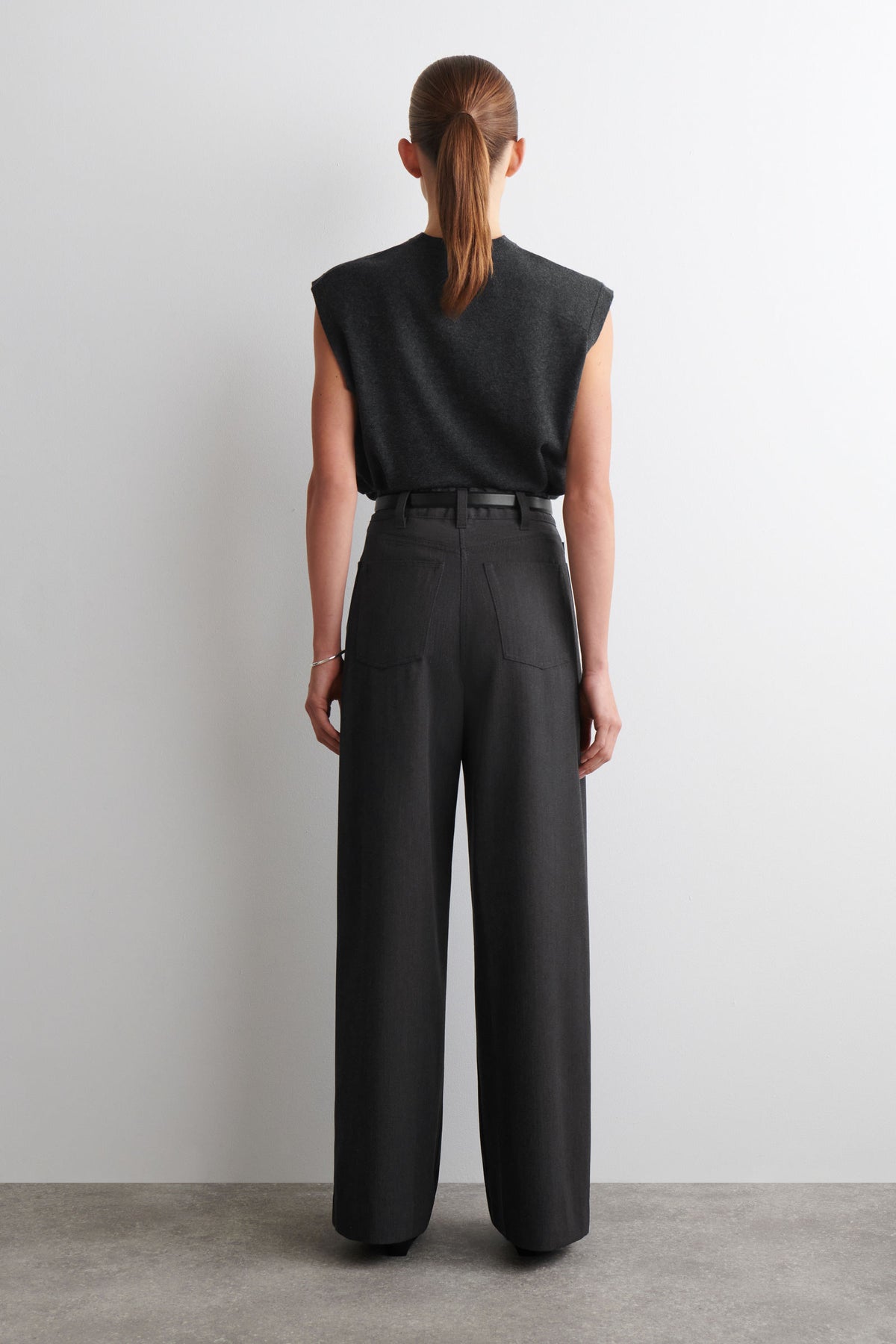 PANTALONES DE PIERNA ANCHA DE MEZCLA DE LANA REGULAR - NEGRO - StillMedia/Lookbook