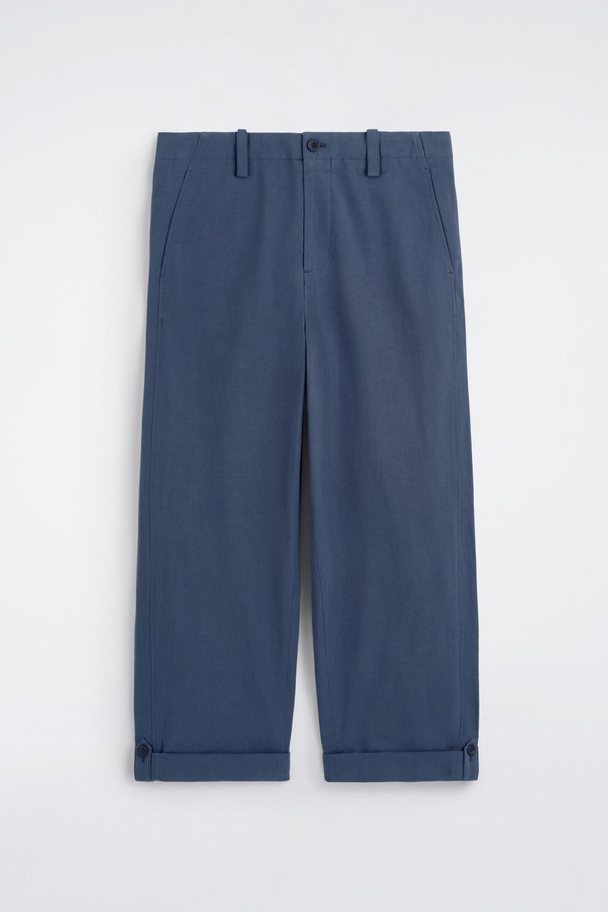 PANTALONES RELAXED-FIT DE PIERNA RECTA CON DOBLADILLO - AZUL MARINO | DescriptiveStillLife