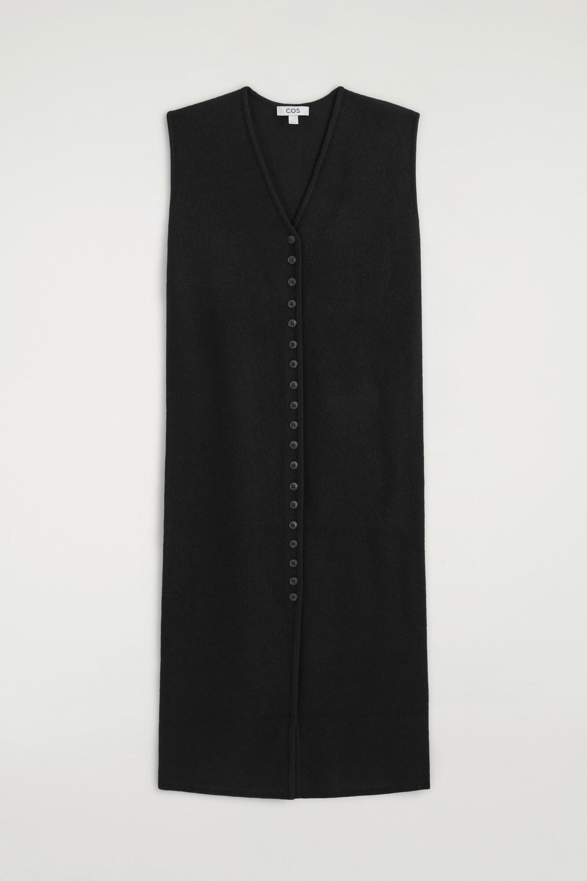 VESTIDO DE LANA MERINO ABOTONADO - NEGRO | DescriptiveStillLife