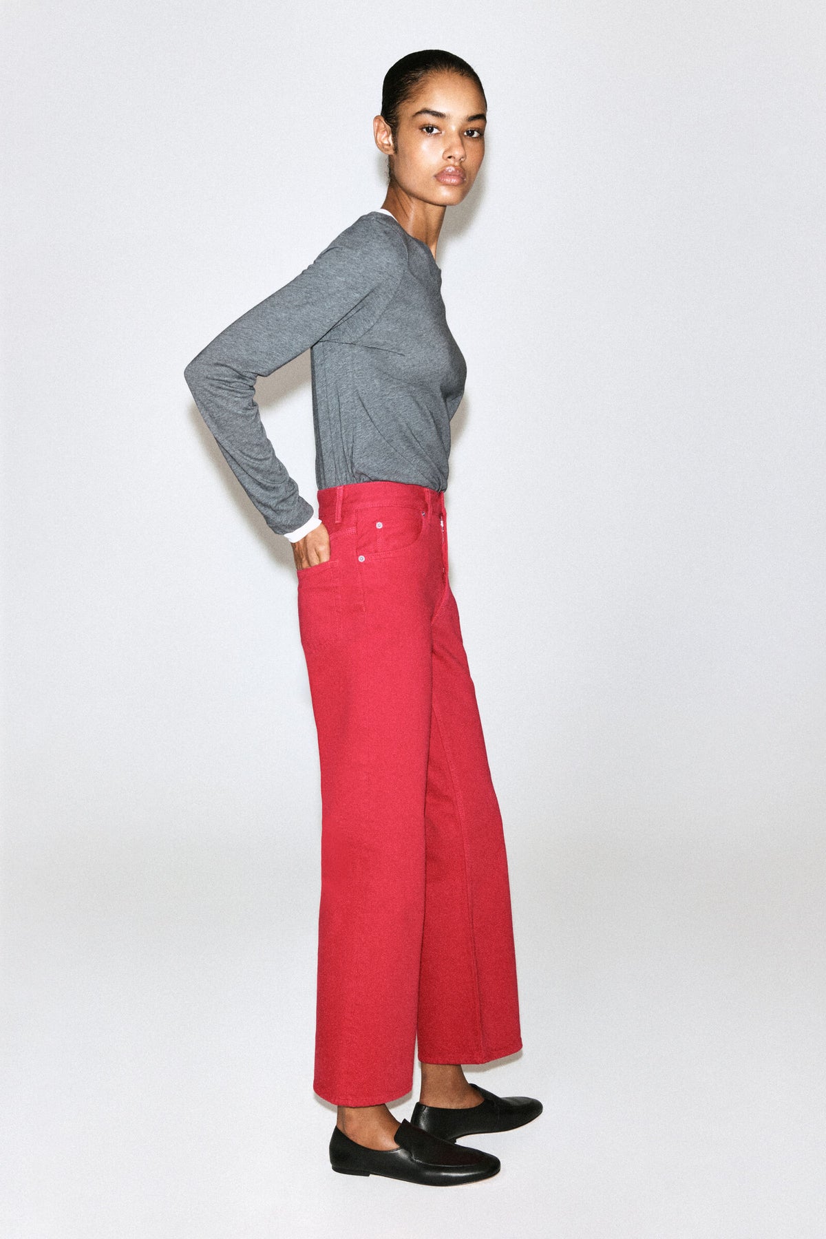 JEANS VALLEY CROP BOOTCUT - ROJO