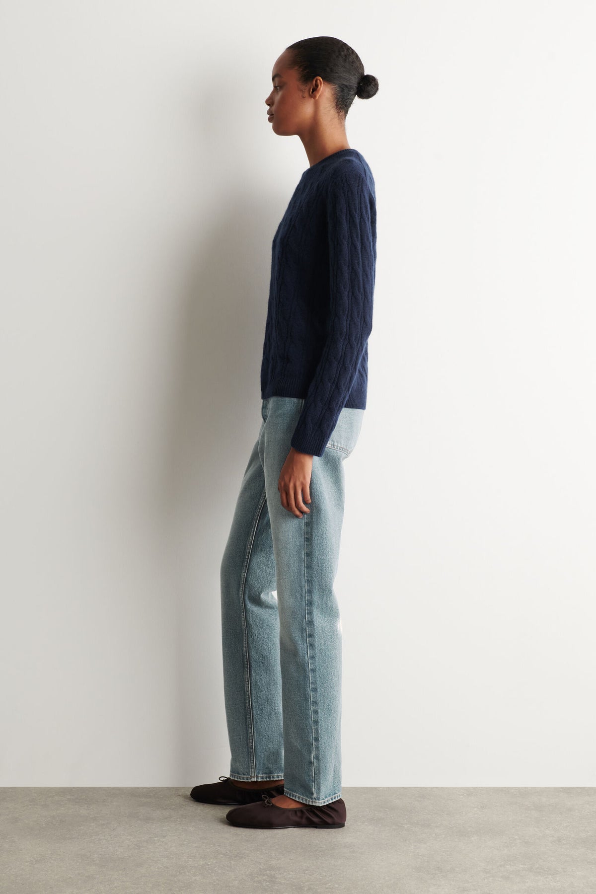 SUÉTER DE CASHMERE TEJIDO DE TRENZA - AZUL MARINO