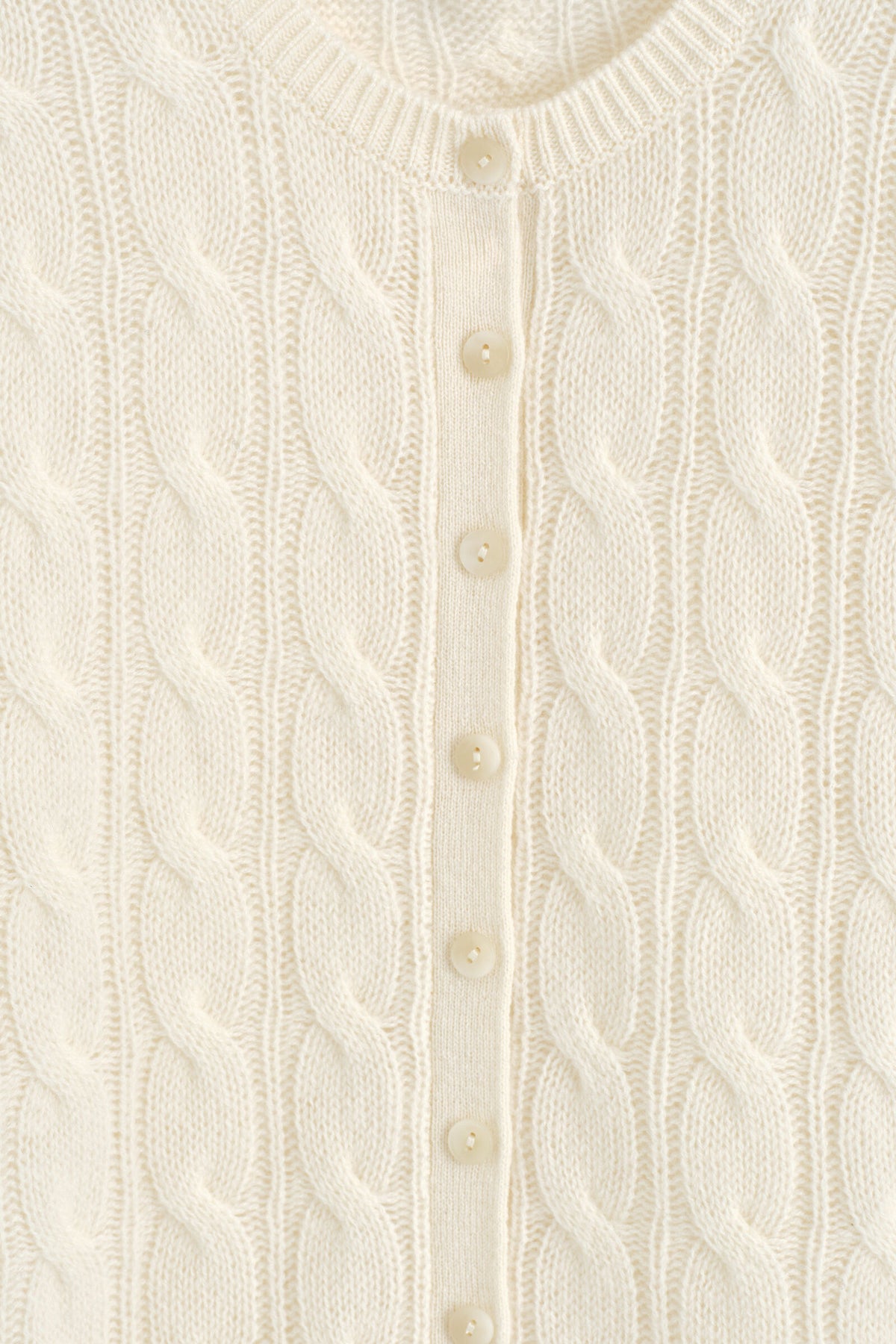 CÁRDIGAN DE CASHMERE DE PUNTO TRENZADO - MARFIL | DescriptiveDetail