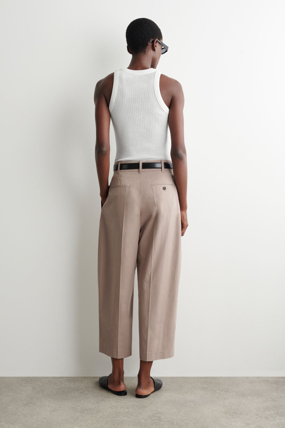 PANTALONES DE ALGODÓN SASTREROS DE CORTE RECTO - BEIGE