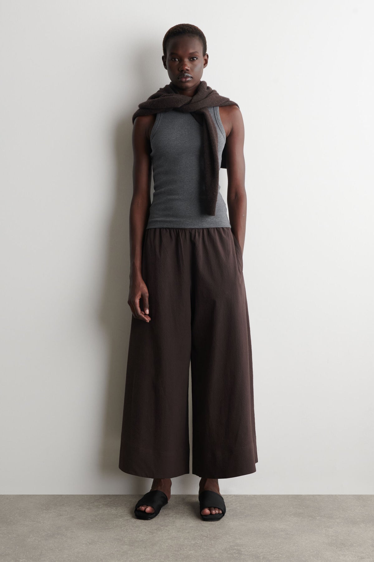CULOTTES DE SEERSUCKER  - MARRÓN - StillMedia/Lookbook