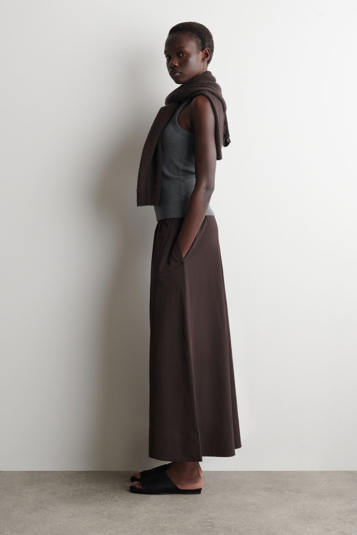 CULOTTES DE SEERSUCKER  - MARRÓN - StillMedia/Lookbook