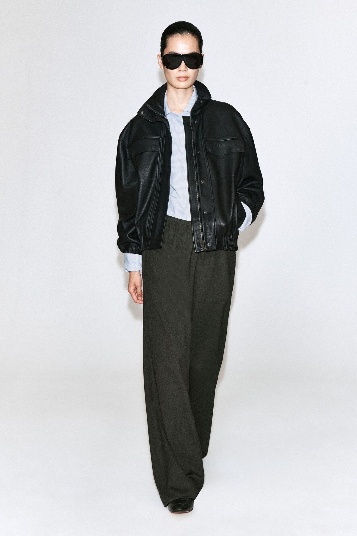 PANTALONES DE MEZCLA DE LANA - GRIS OSCURO