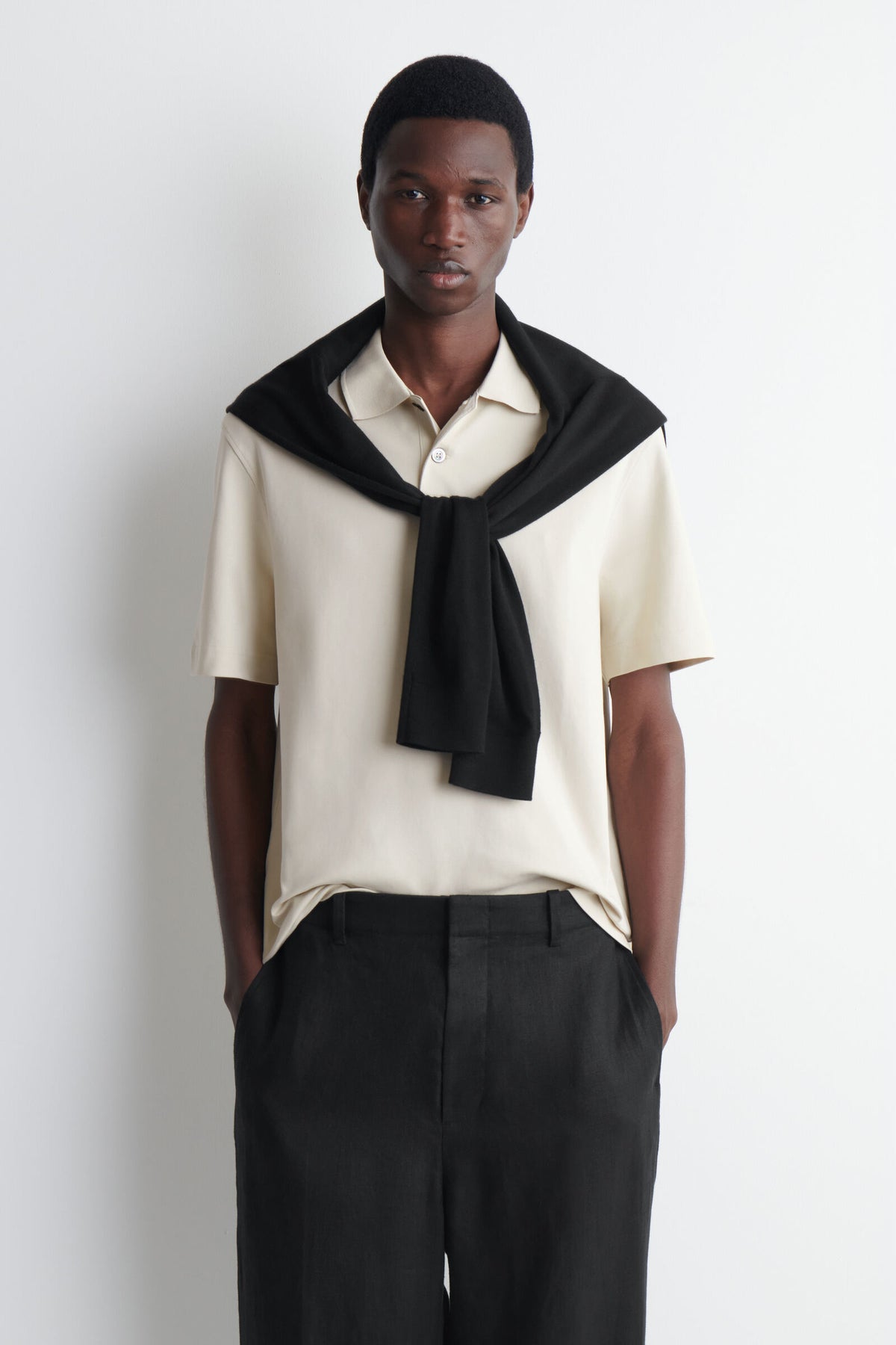 POLO DE ALGODÓN ENTRELAZADO - BEIGE CLARO
