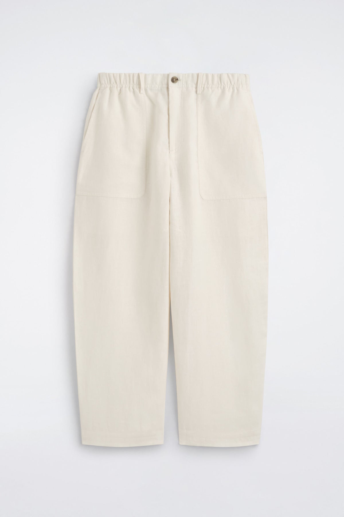 PANTALONES DE LINO DE CORTE RELAJADO Y PIERNA BARREL - BLANCO ROTO | DescriptiveStillLife