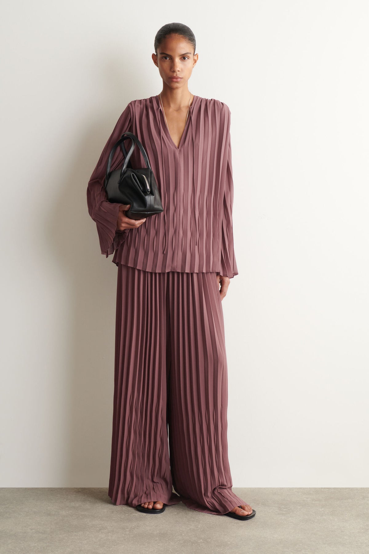 PANTALONES DE GEORGETTE PLISADOS - ÓXIDO