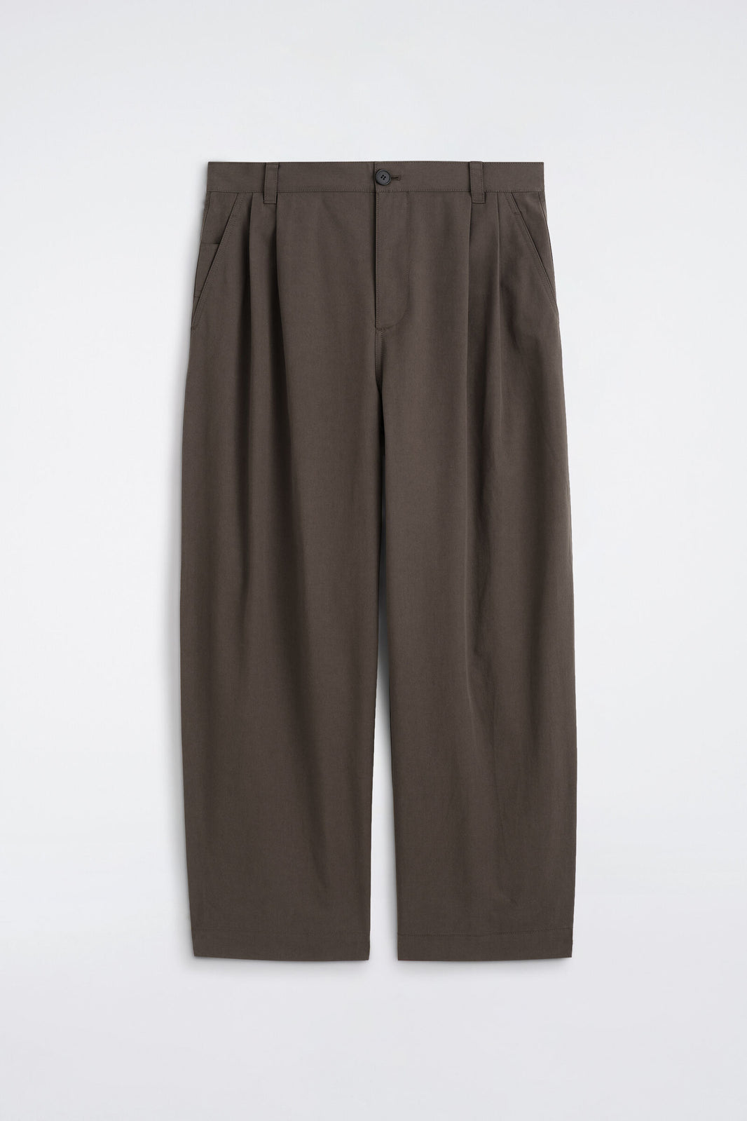 PANTALONES DE ALGODÓN DE CORTE RELAJADO Y PIERNA BARREL - MARRÓN | DescriptiveStillLife