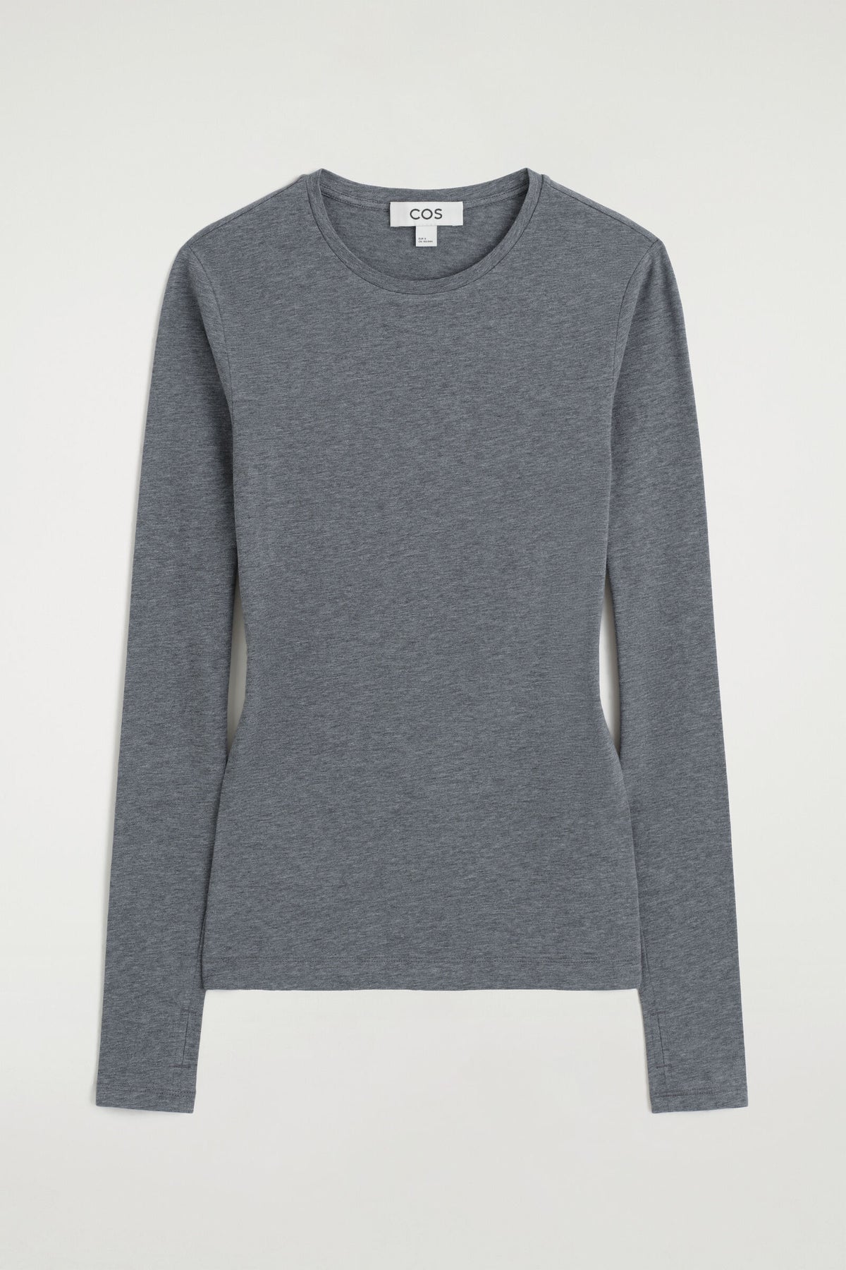 CAMISETA DE ALGODÓN DE MANGA LARGA - GRIS MÉLANGE